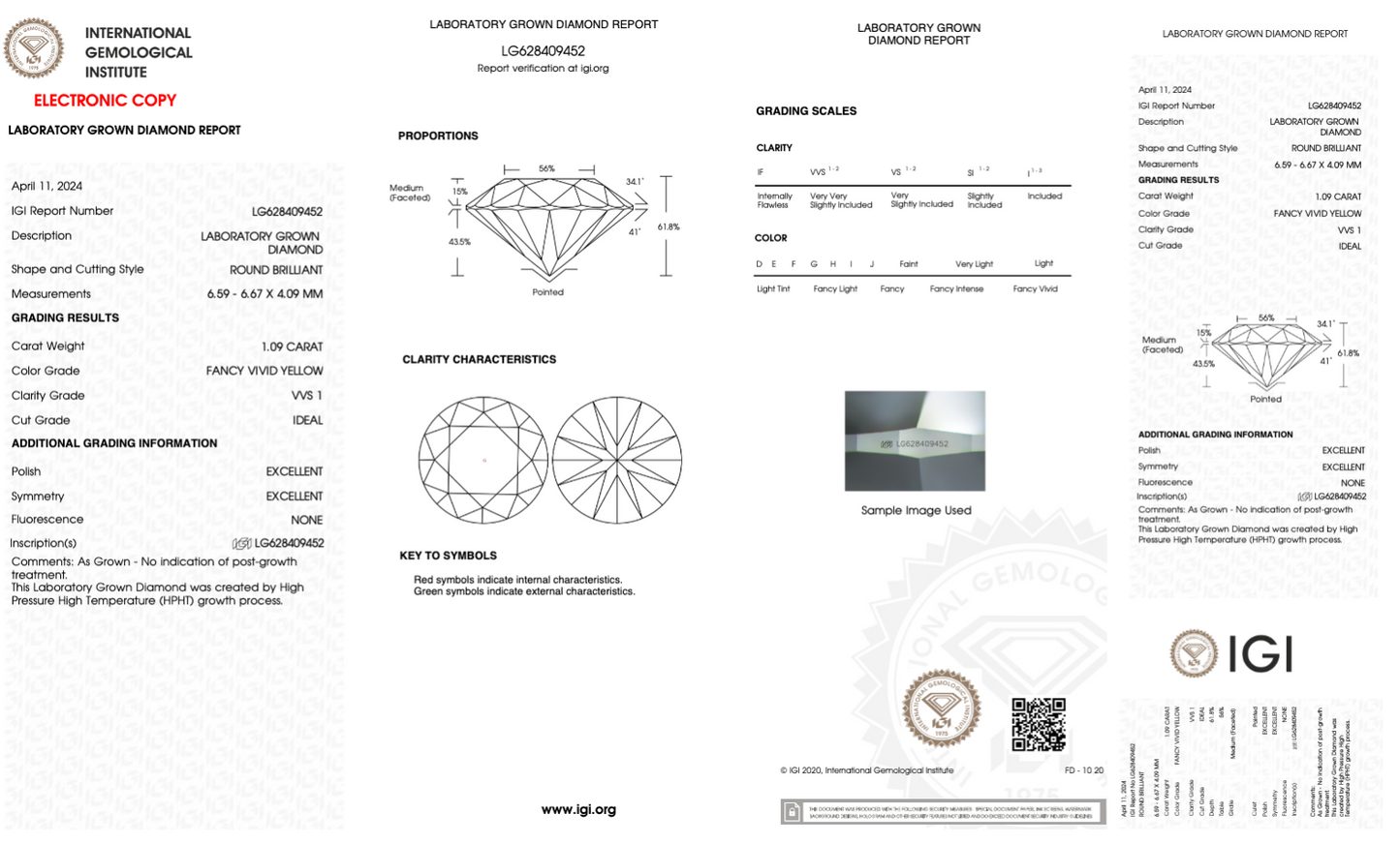 1 Carat Round Cut Lab Grown Diamond IGI Certified