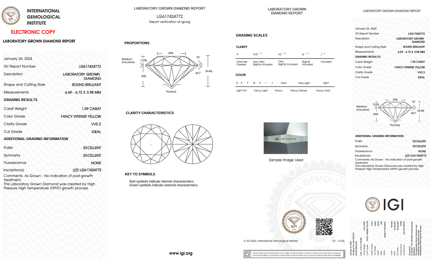 1 Carat Round Cut Lab Grown Diamond IGI Certified