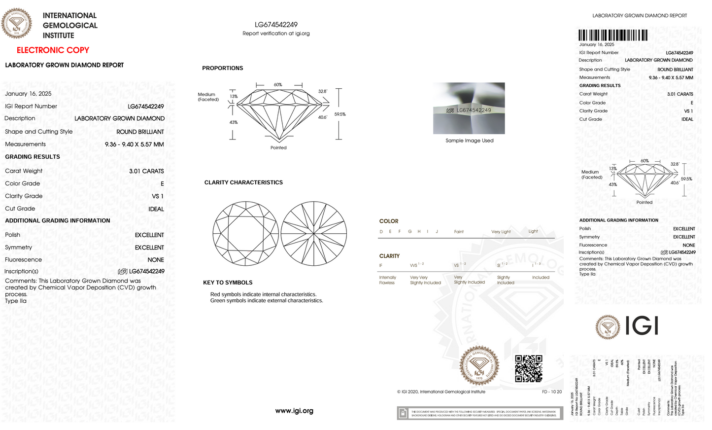 3 CT Round Cut Lab-Grown Diamond IGI Certified