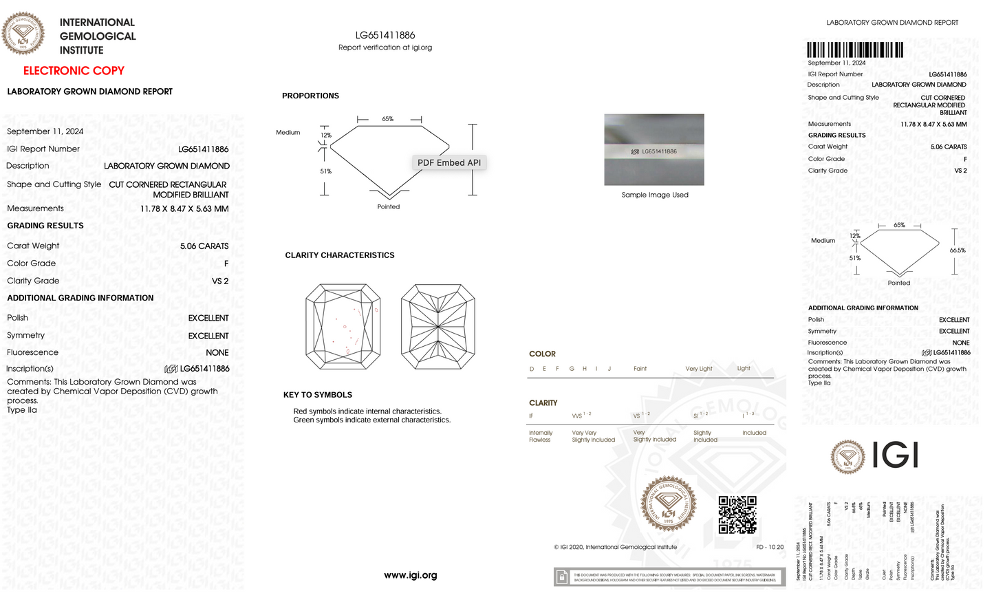 5 CT Radiant Cut Lab Grown Diamond IGI Certified