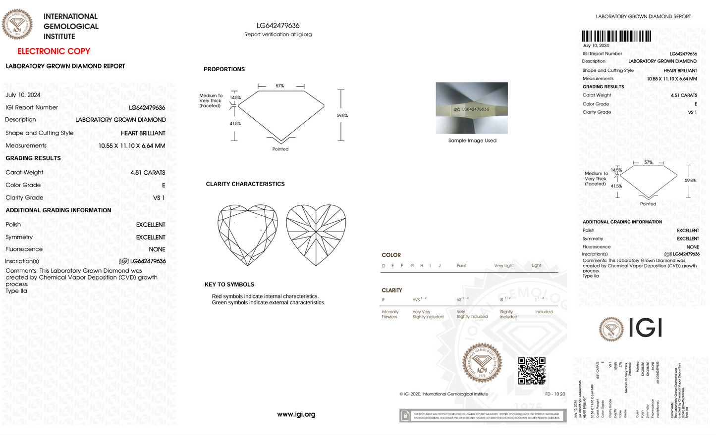 4 Carat Heart Cut Lab Grown Diamond IGI Certified