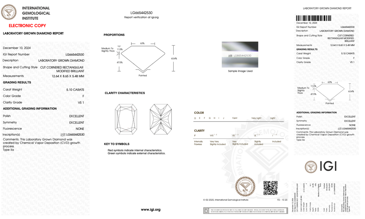 5 CT Radiant Cut Lab Grown Diamond IGI Certified