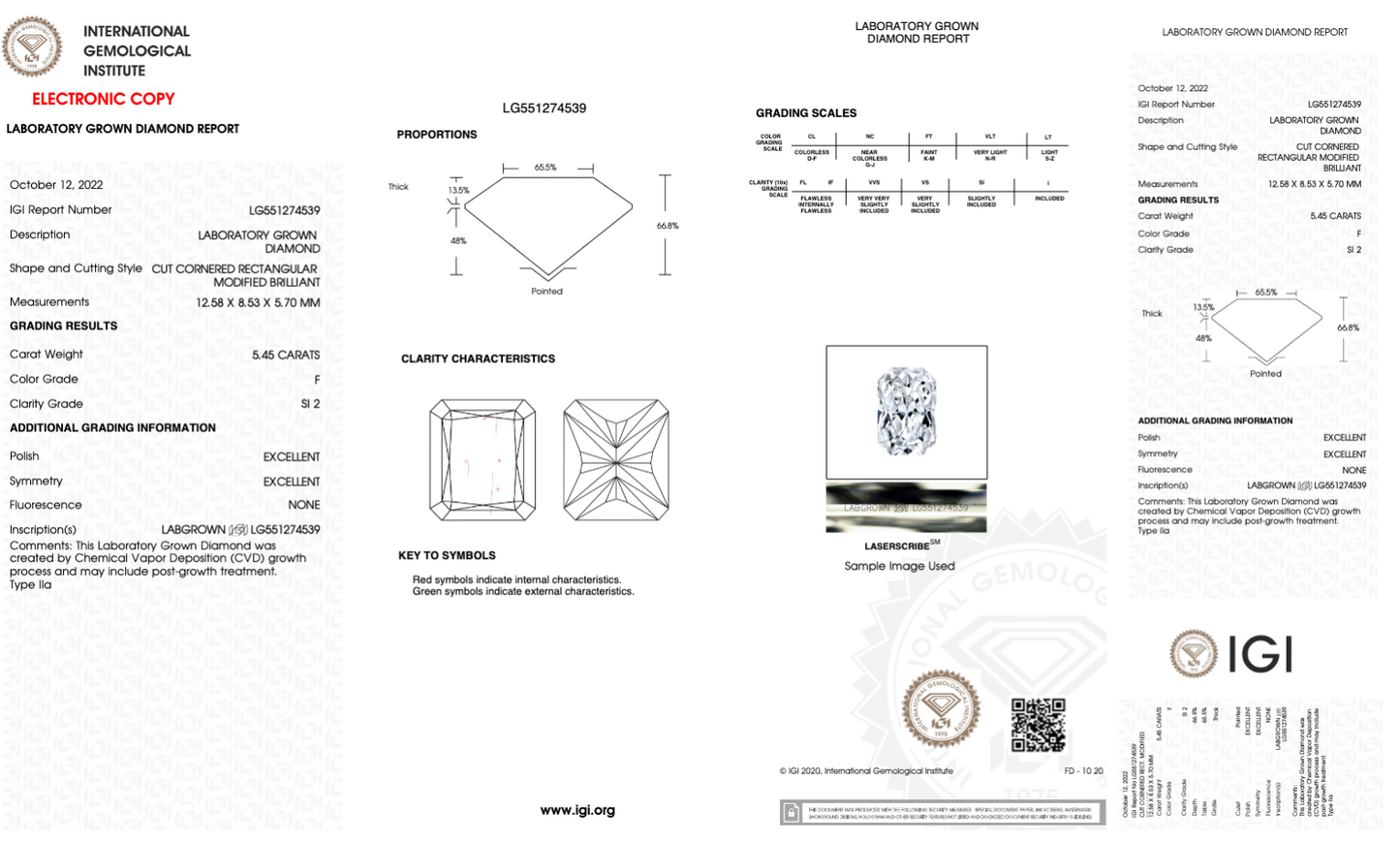 5 CT Radiant Cut Lab Grown Diamond IGI Certified