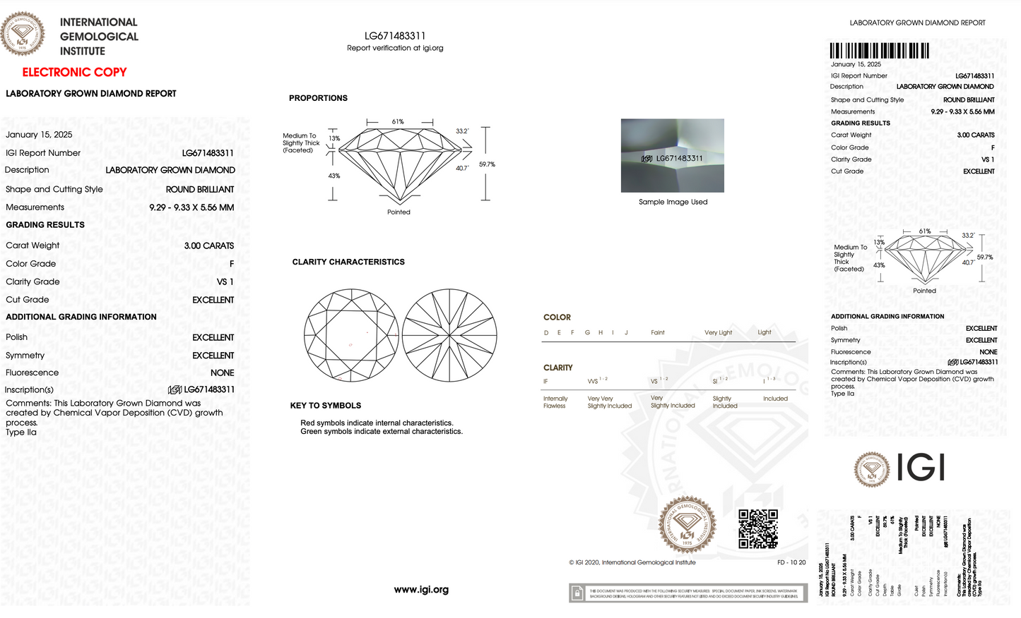 3 CT Round Cut Lab-Grown Diamond IGI Certified