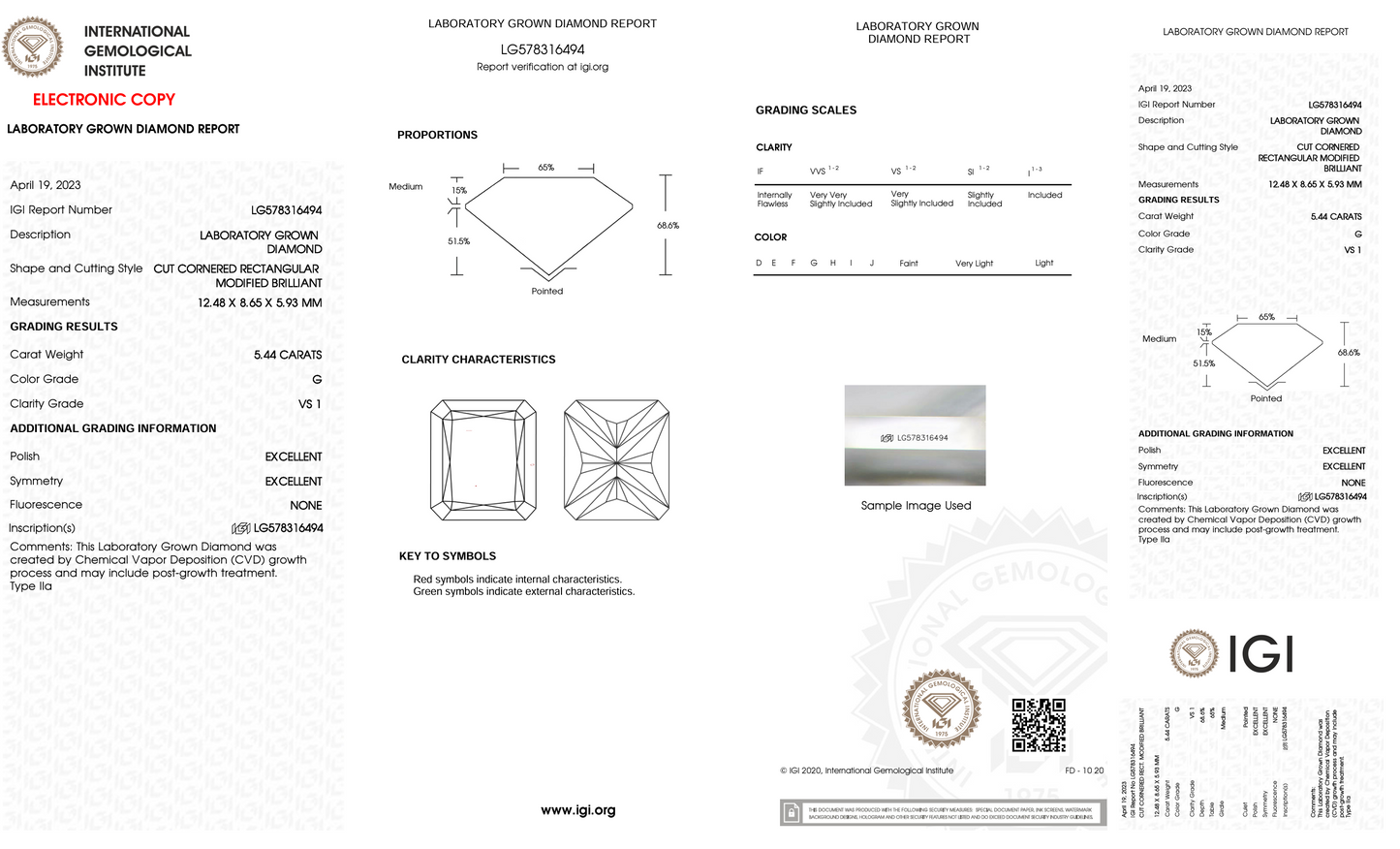 5 CT Radiant Cut Lab Grown Diamond IGI Certified