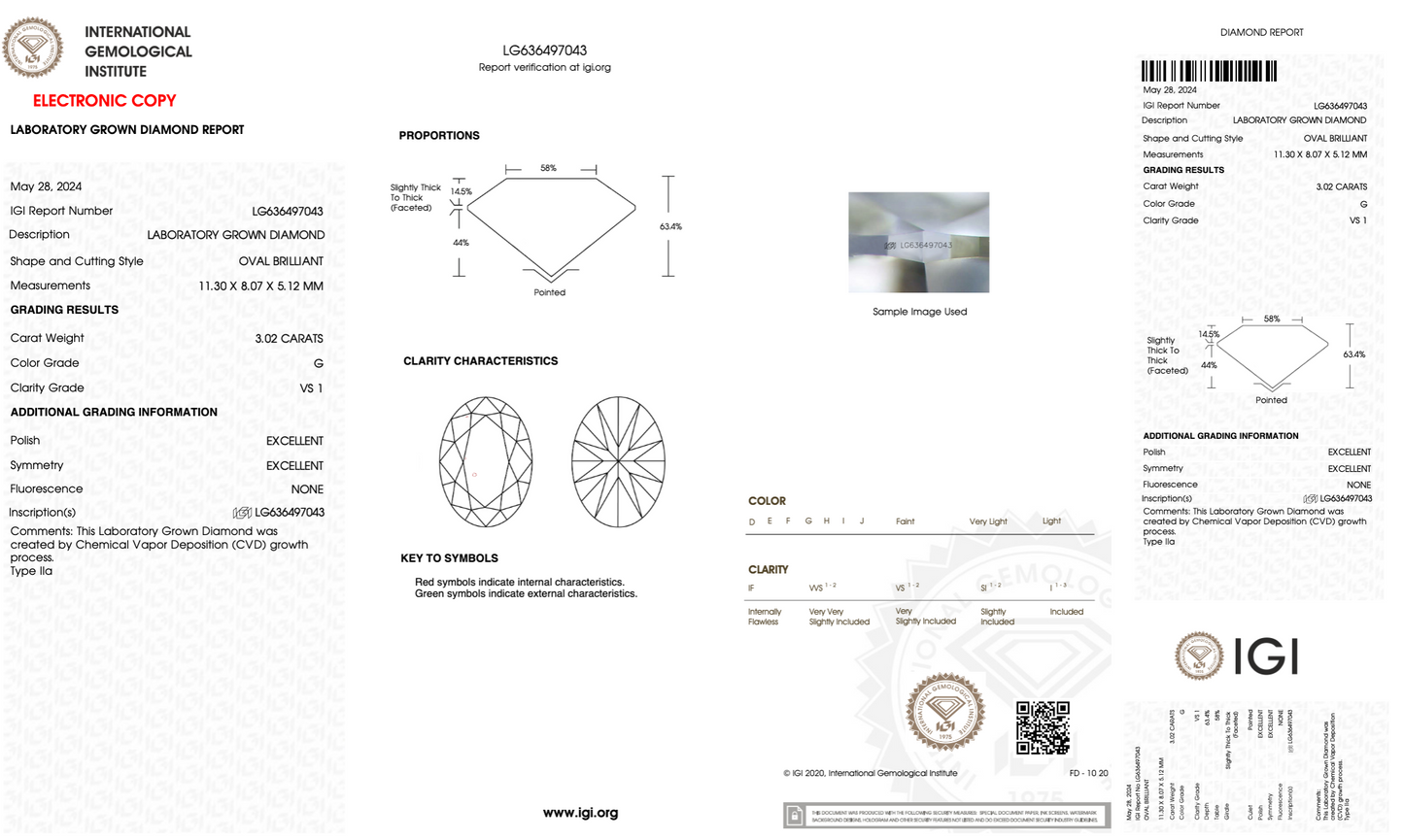 3 CT Oval Cut Lab-Grown Diamond IGI Certified