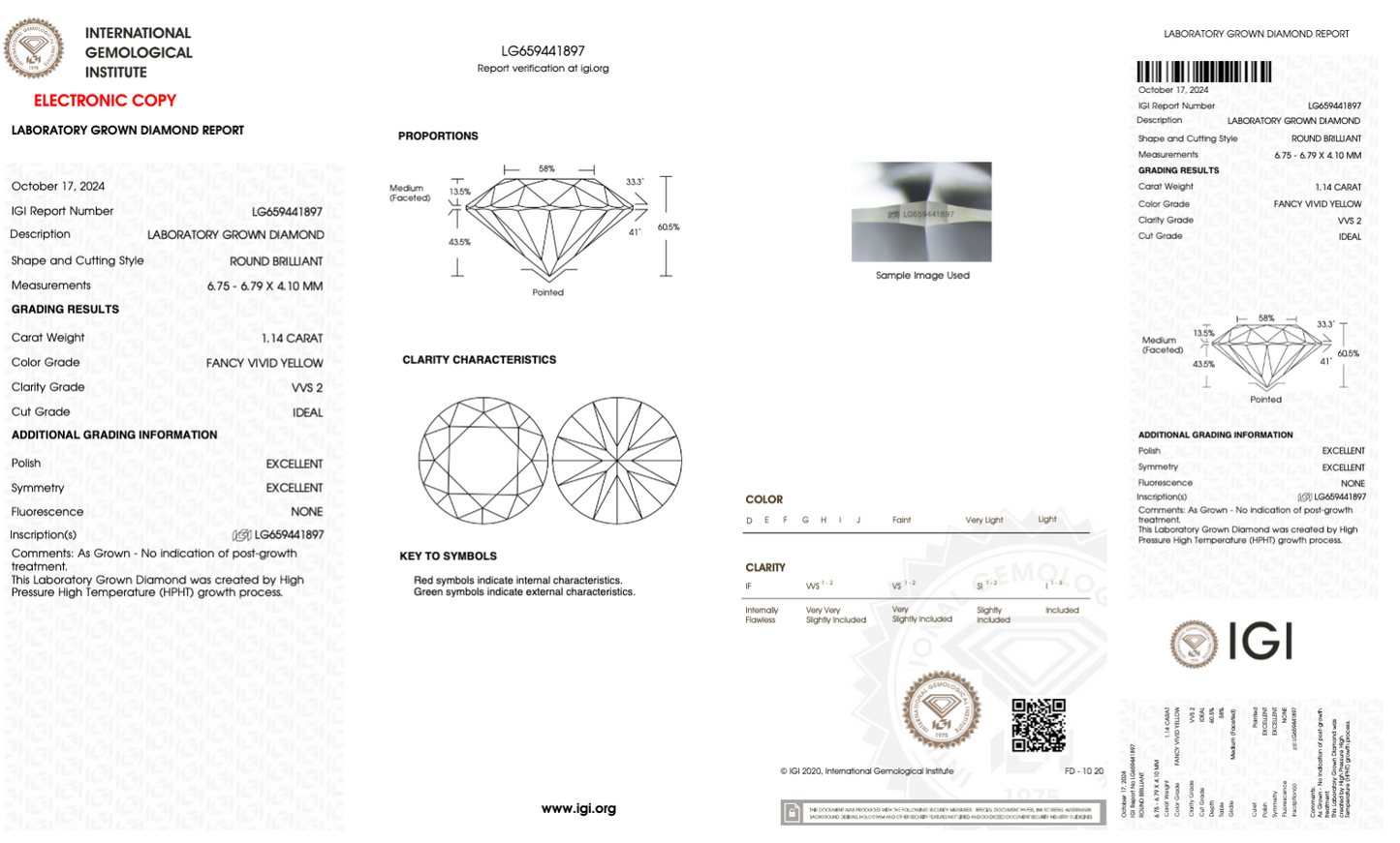 1 Carat Round Cut Lab Grown Diamond IGI Certified