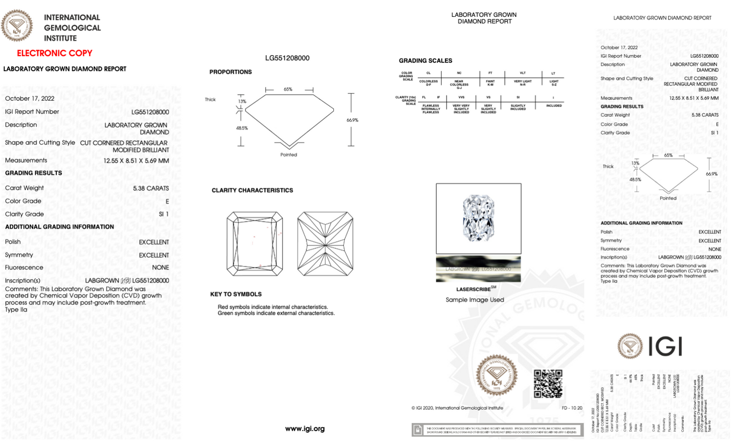 5 CT Radiant Cut Lab Grown Diamond IGI Certified