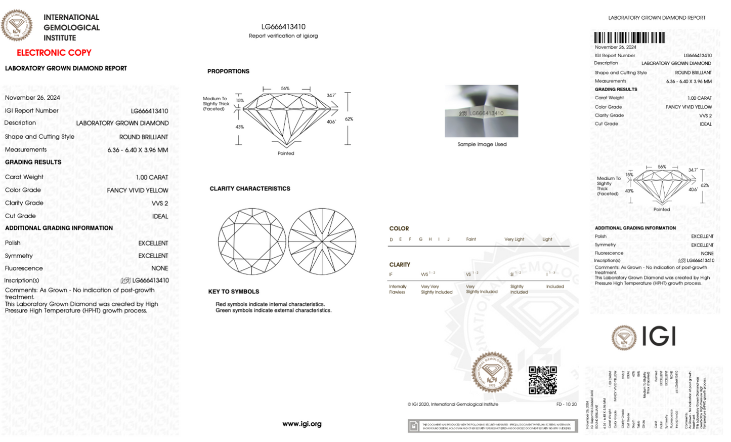1 Carat Round Cut Lab Grown Diamond IGI Certified