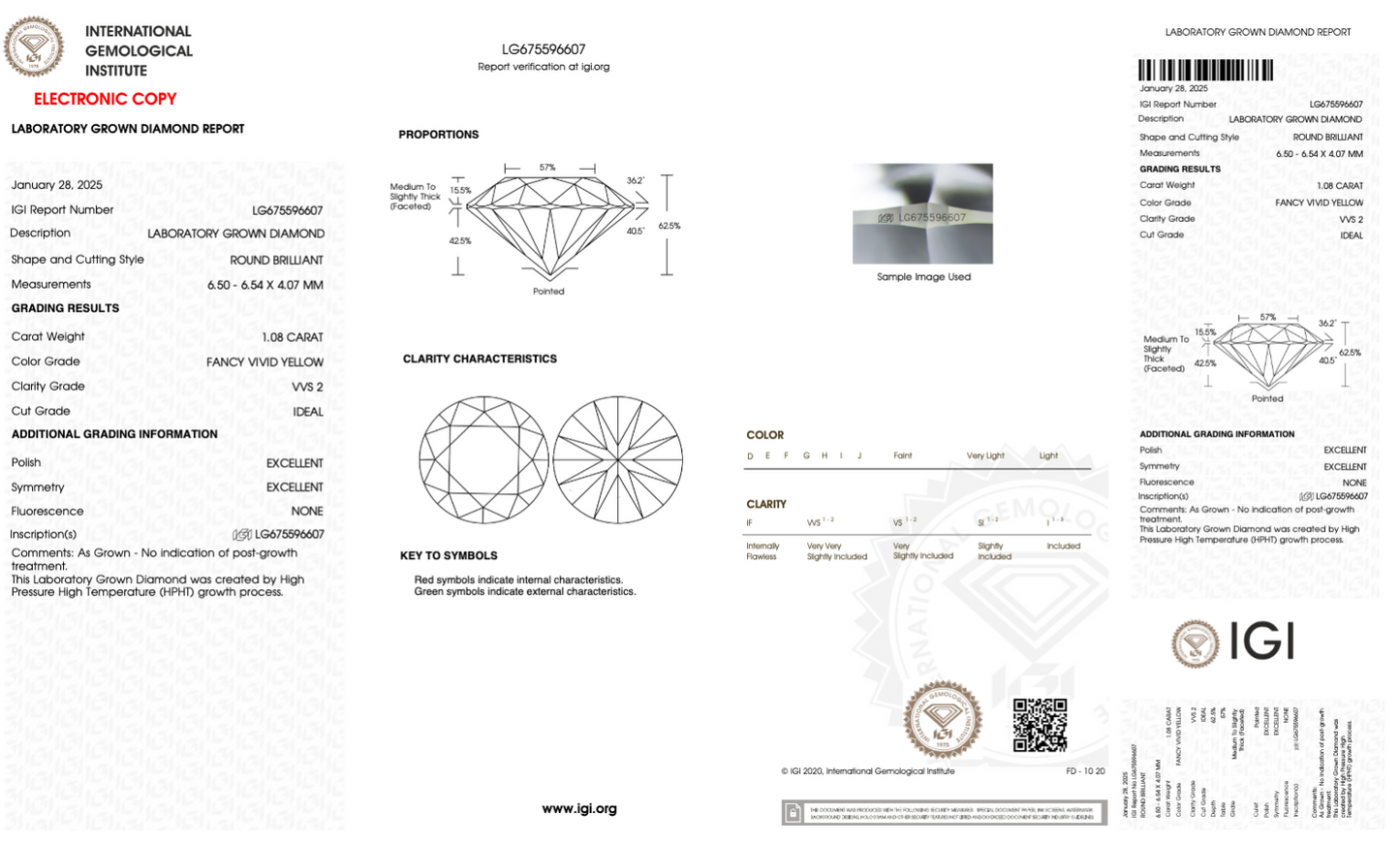 1 Carat Round Cut Lab Grown Diamond IGI Certified