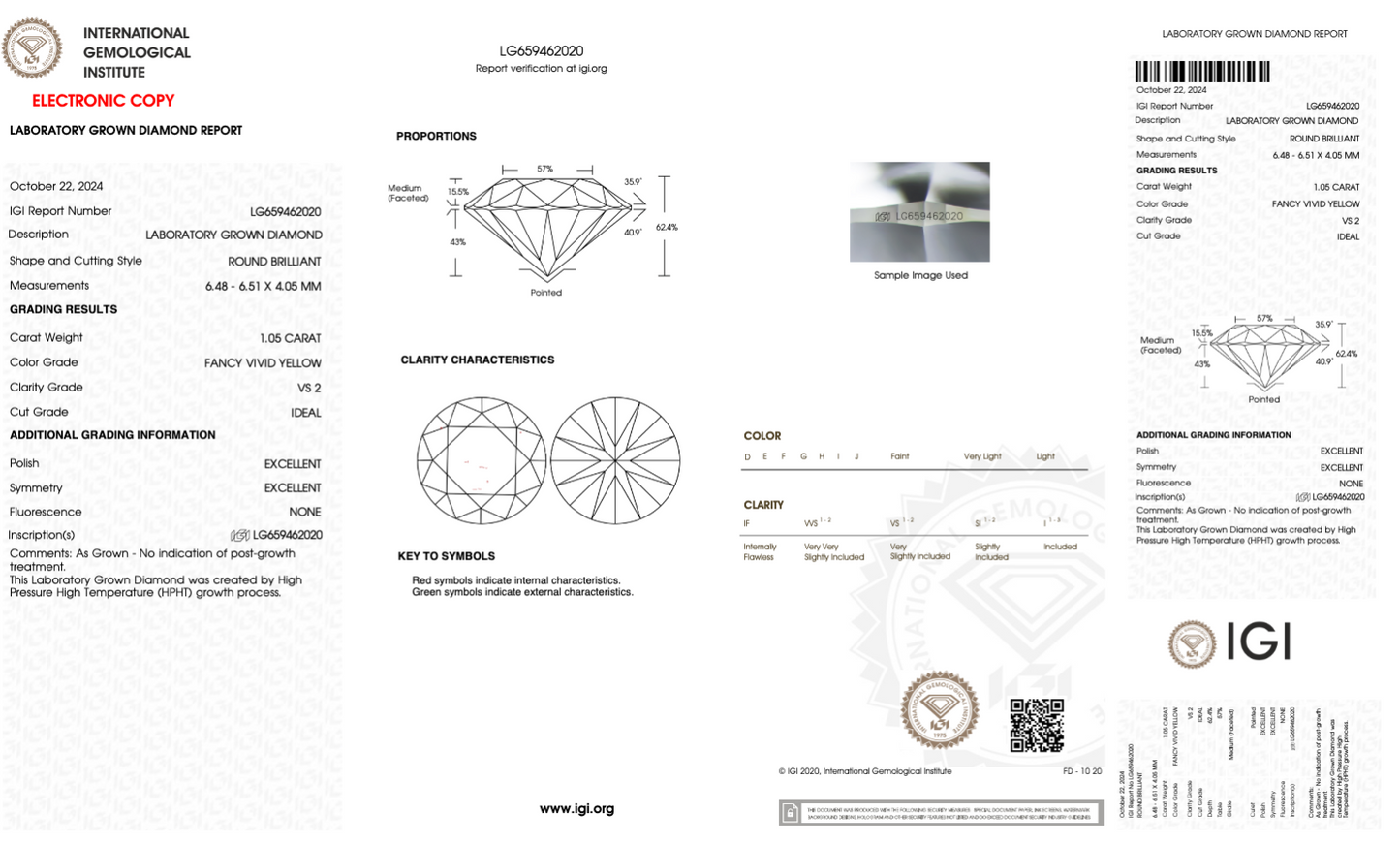 1 Carat Round Cut Lab Grown Diamond IGI Certified