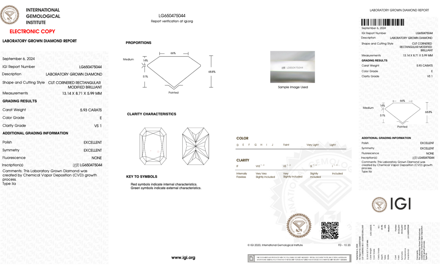 5 CT Radiant Cut Lab Grown Diamond IGI Certified
