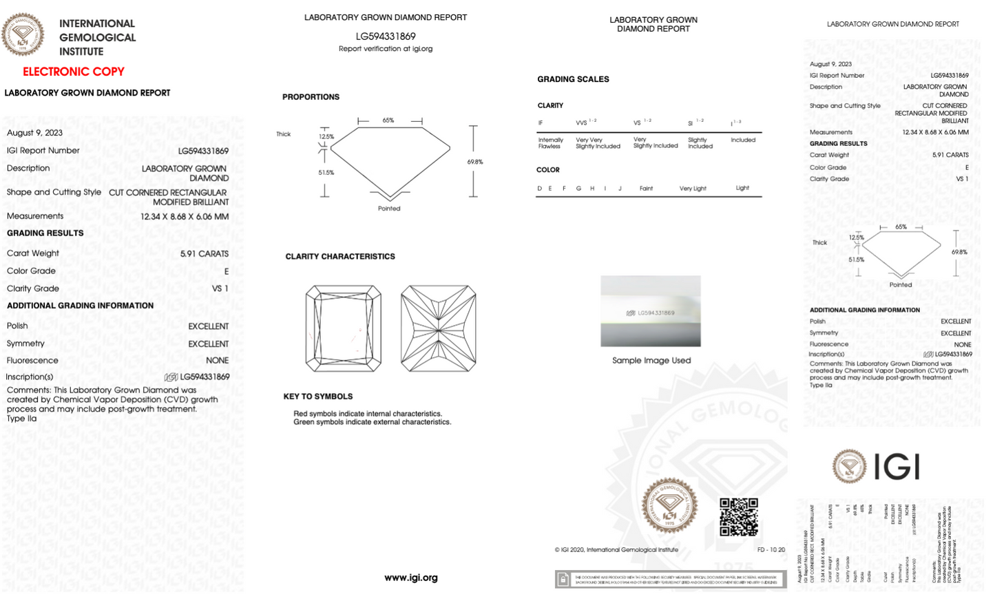 5 CT Radiant Cut Lab Grown Diamond IGI Certified