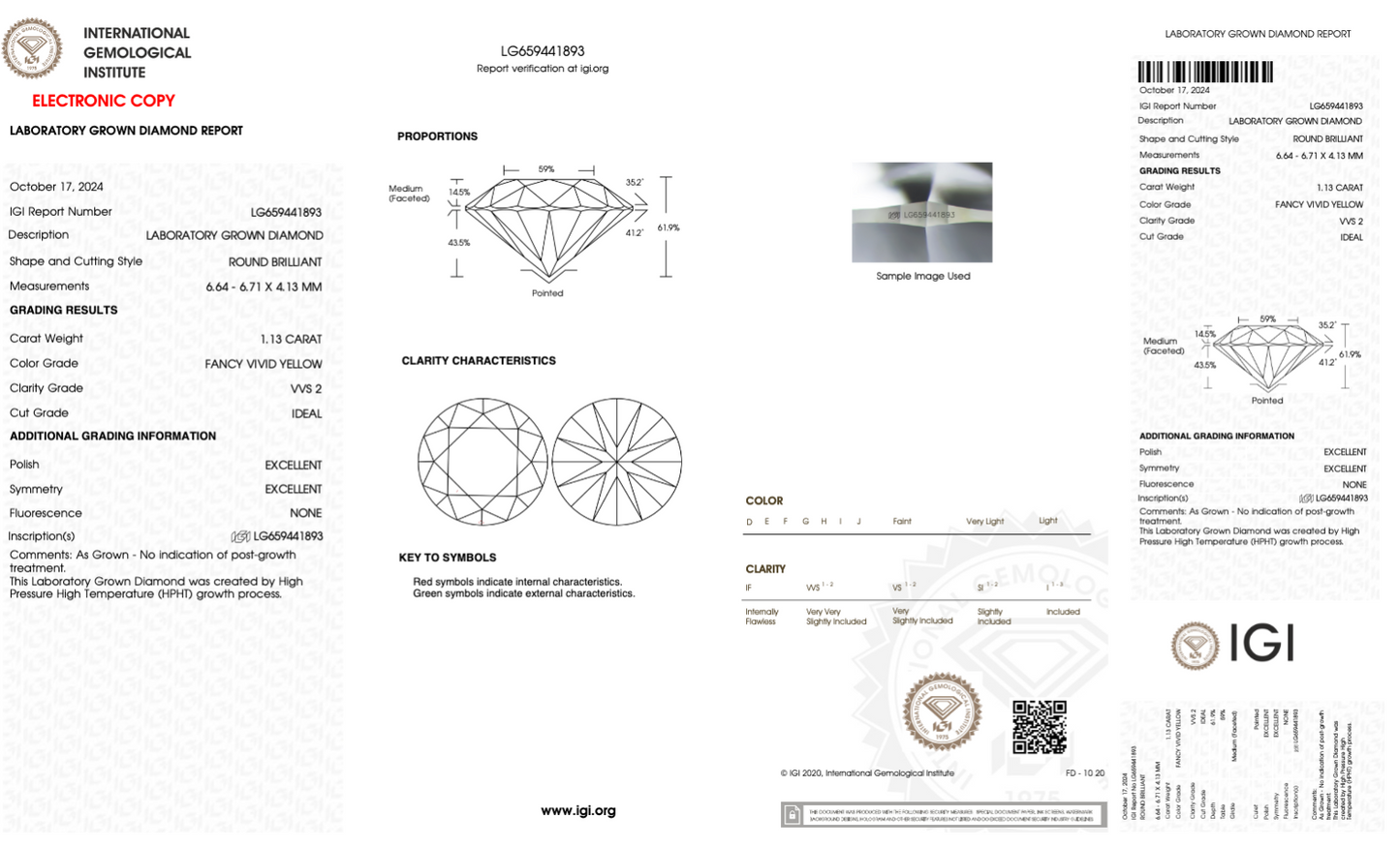 1 Carat Round Cut Lab Grown Diamond IGI Certified