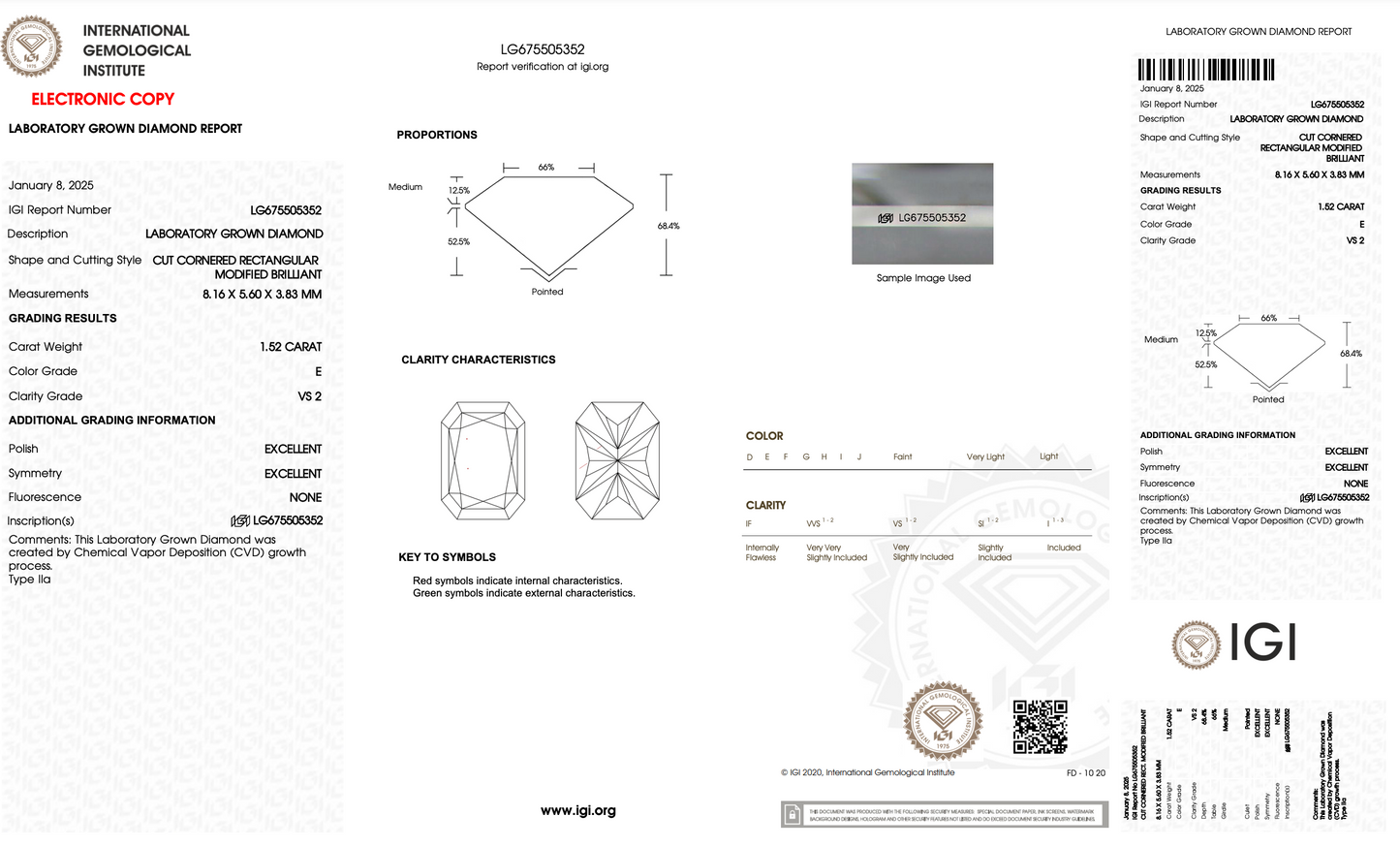 1 CT Radiant Cut Lab Grown Diamond IGI Certified