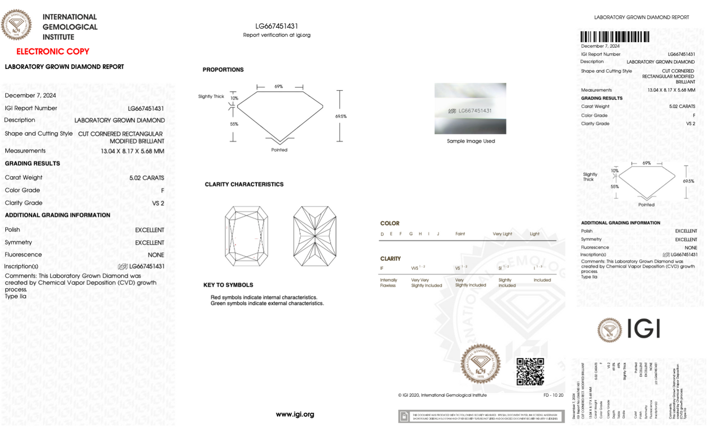 5 CT Radiant Cut Lab Grown Diamond IGI Certified