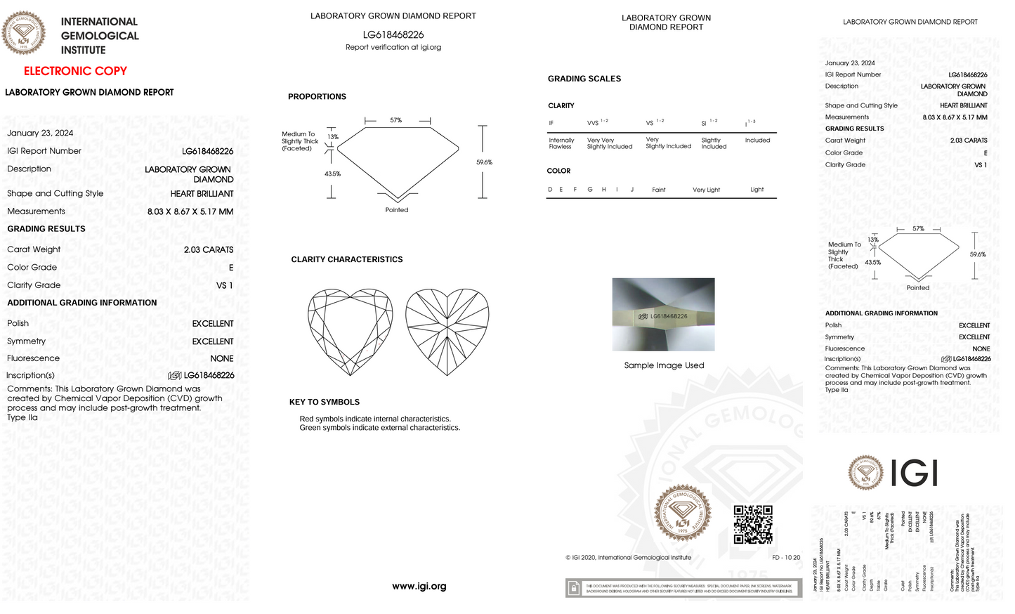 2 Carat Heart Cut Lab Grown Diamond IGI Certified