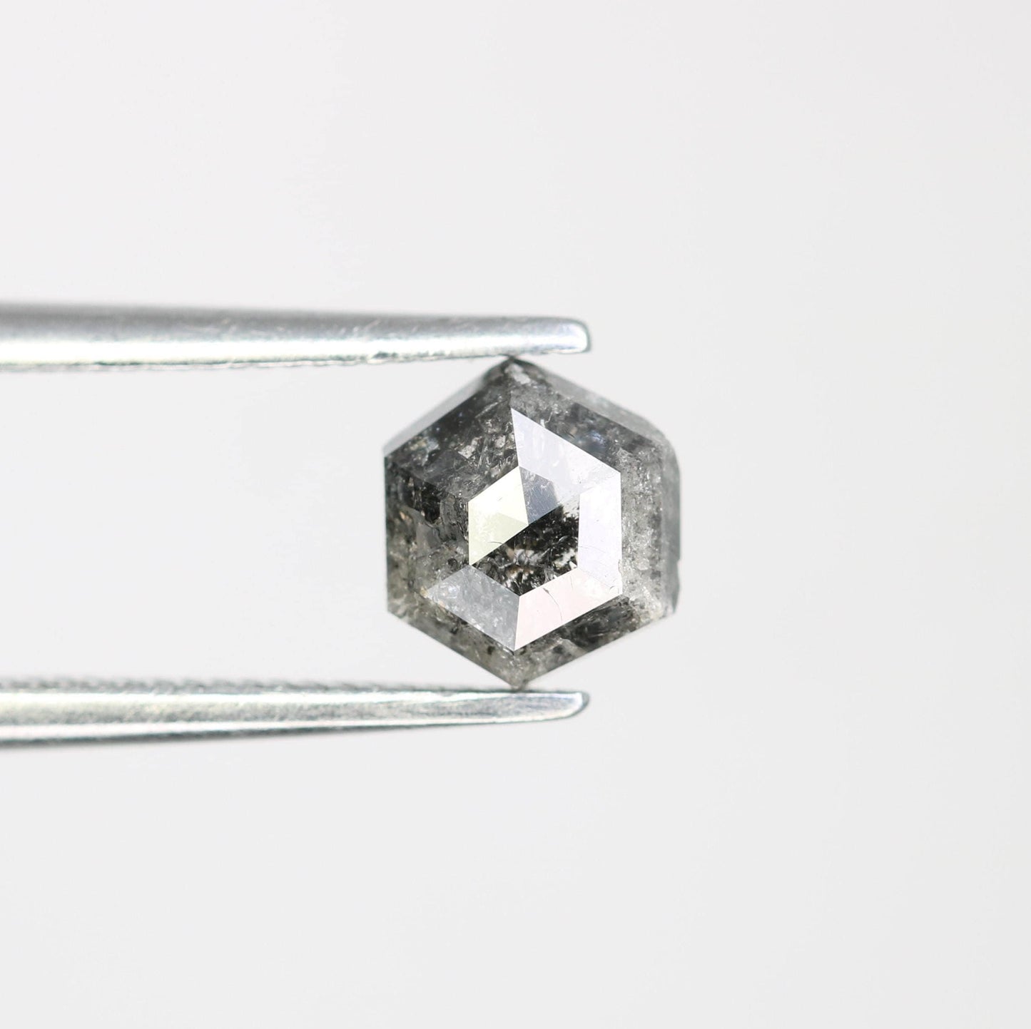 0.91 CT Earth Mined Hexagon Salt and Pepper Diamond | Black Gemstone for Anniversary Rings | Natural Loose Diamond 6.00 x 5.40 x 3.00 mm