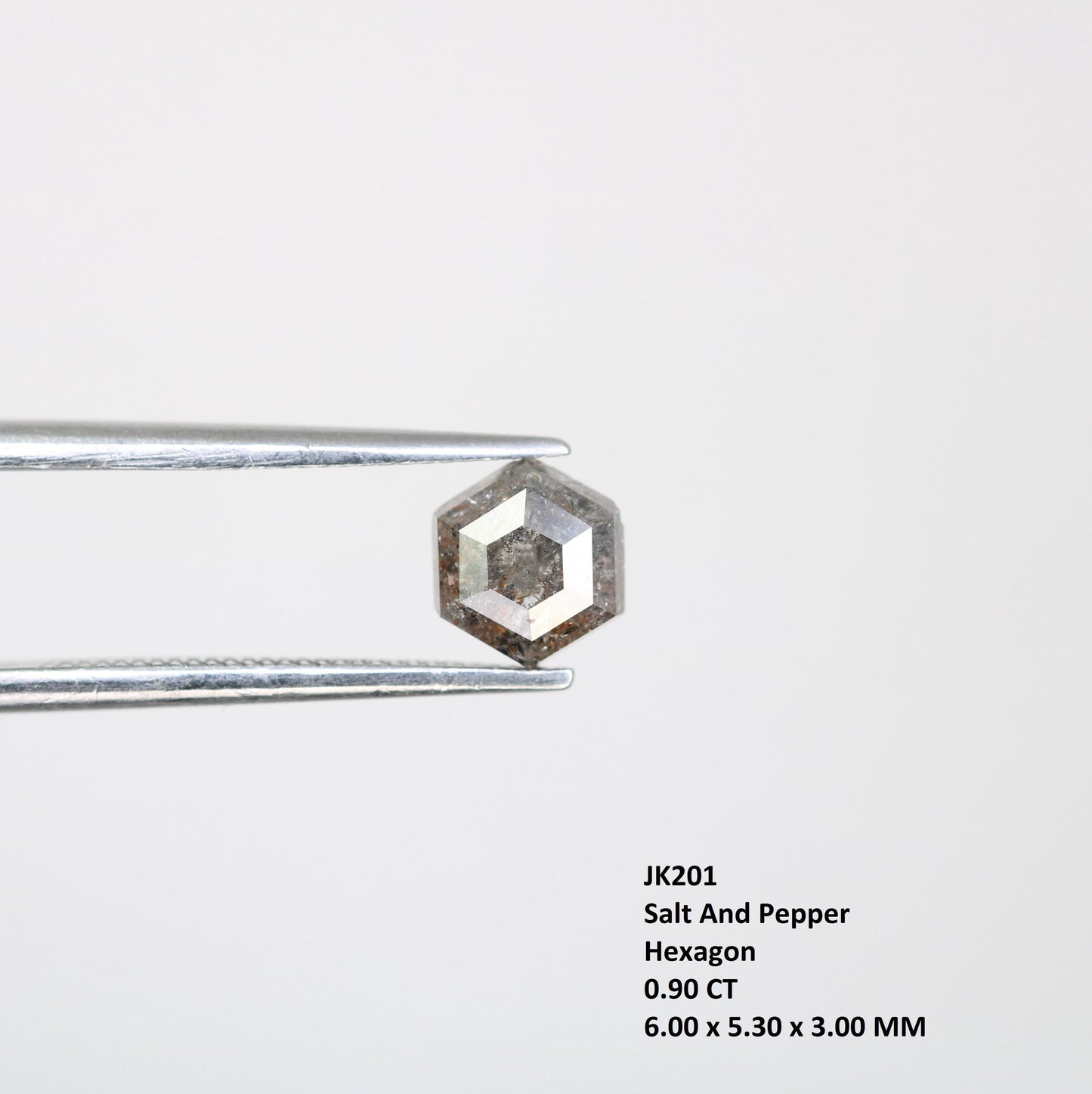0.90 CT Natural Loose Hexagon Shape Salt and Pepper Diamond | Unique 6.00 x 5.30 mm Hexagonal Cut Gemstone | Perfect for Custom Jewelry