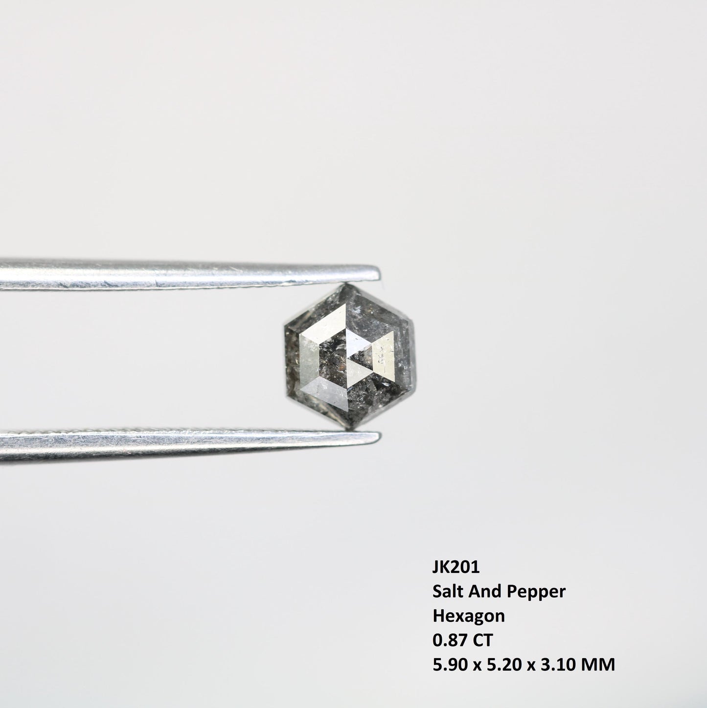 0.87 CT Natural Loose Salt and Pepper Hexagon Diamond | Unique 5.90 x 5.20 mm Hexagonal Cut Gemstone | Perfect for Engagement Rings