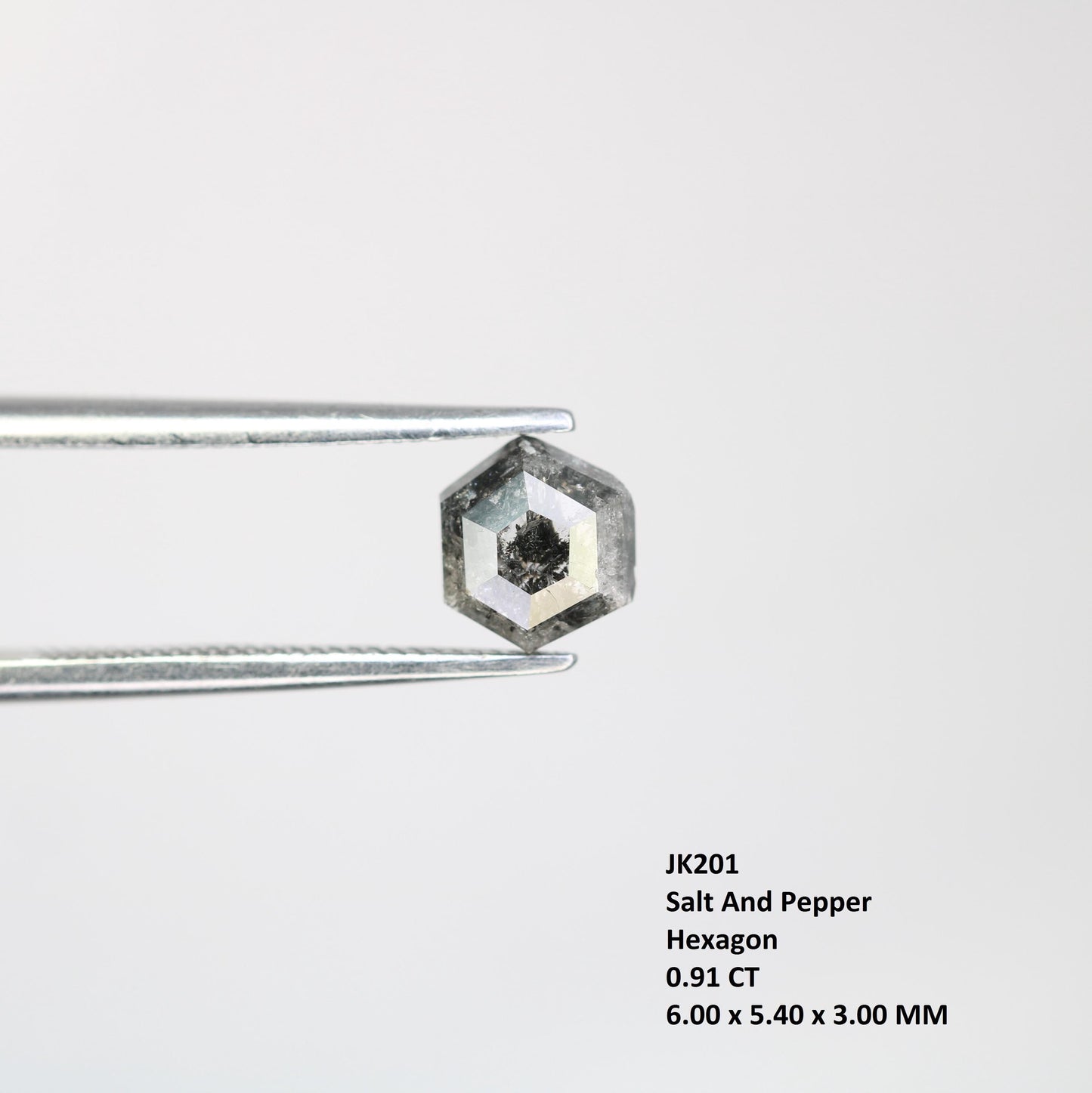 0.91 CT Earth Mined Hexagon Salt and Pepper Diamond | Black Gemstone for Anniversary Rings | Natural Loose Diamond 6.00 x 5.40 x 3.00 mm