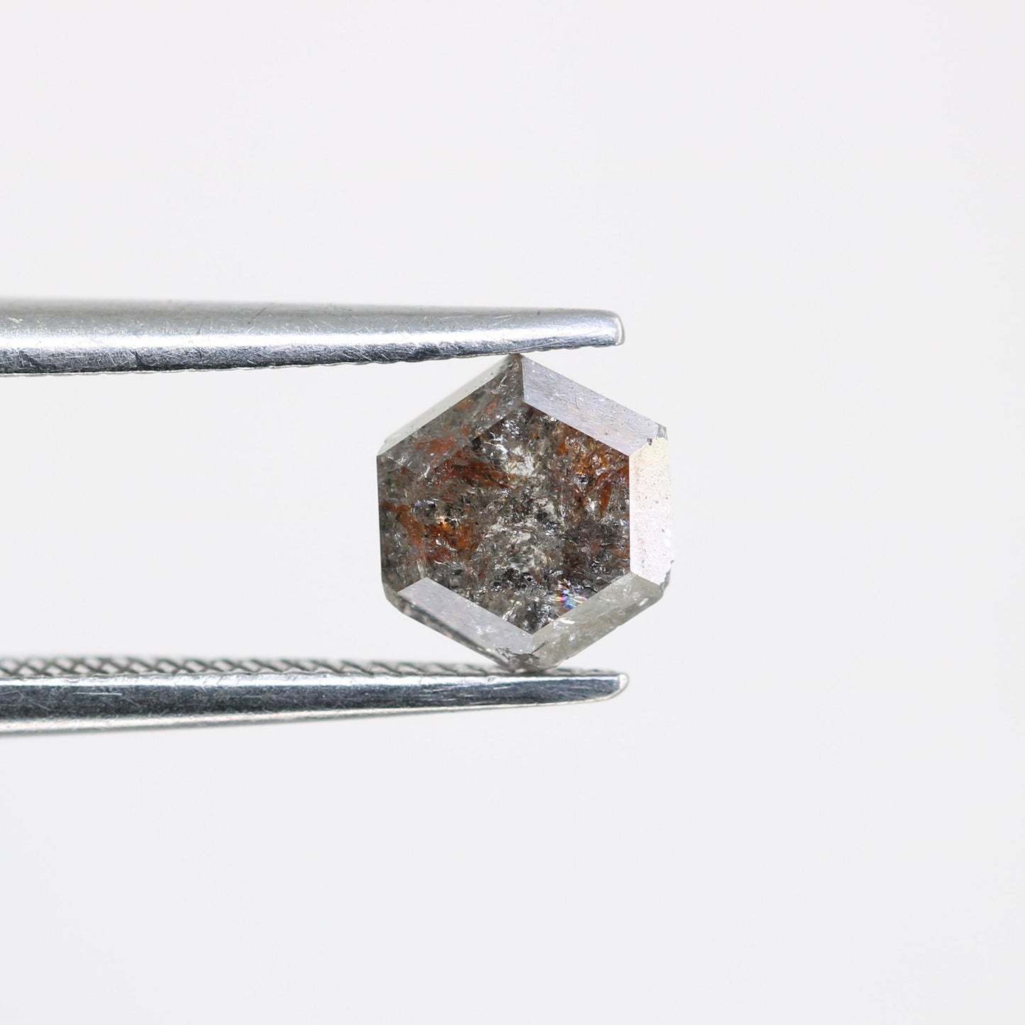 0.90 CT Natural Loose Hexagon Shape Salt and Pepper Diamond | Unique 6.00 x 5.30 mm Hexagonal Cut Gemstone | Perfect for Custom Jewelry