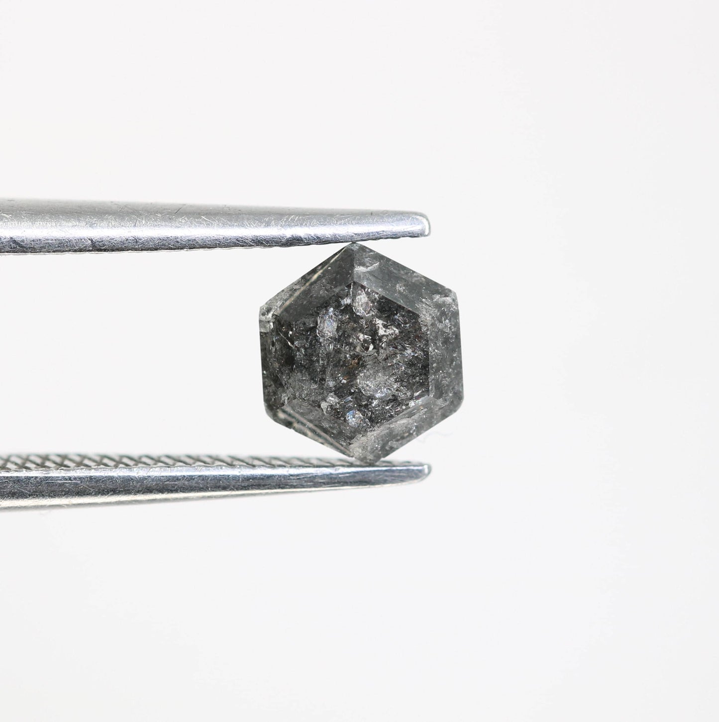 0.87 CT Natural Loose Salt and Pepper Hexagon Diamond | Unique 5.90 x 5.20 mm Hexagonal Cut Gemstone | Perfect for Engagement Rings