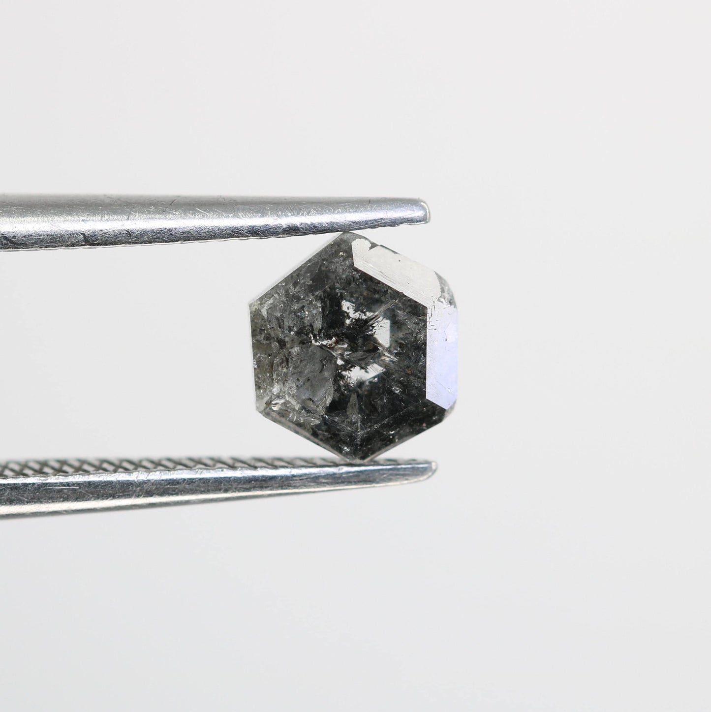 0.91 CT Earth Mined Hexagon Salt and Pepper Diamond | Black Gemstone for Anniversary Rings | Natural Loose Diamond 6.00 x 5.40 x 3.00 mm