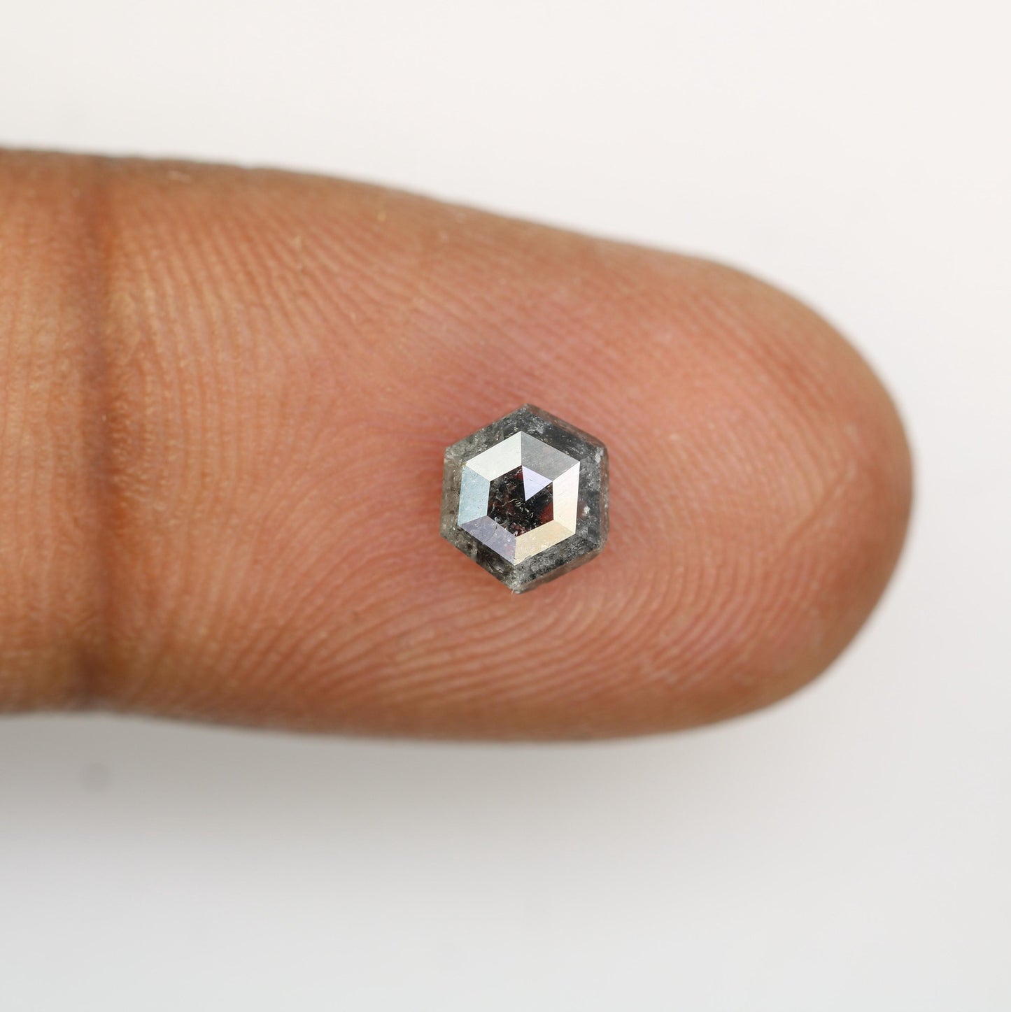 0.91 CT Earth Mined Hexagon Salt and Pepper Diamond | Black Gemstone for Anniversary Rings | Natural Loose Diamond 6.00 x 5.40 x 3.00 mm