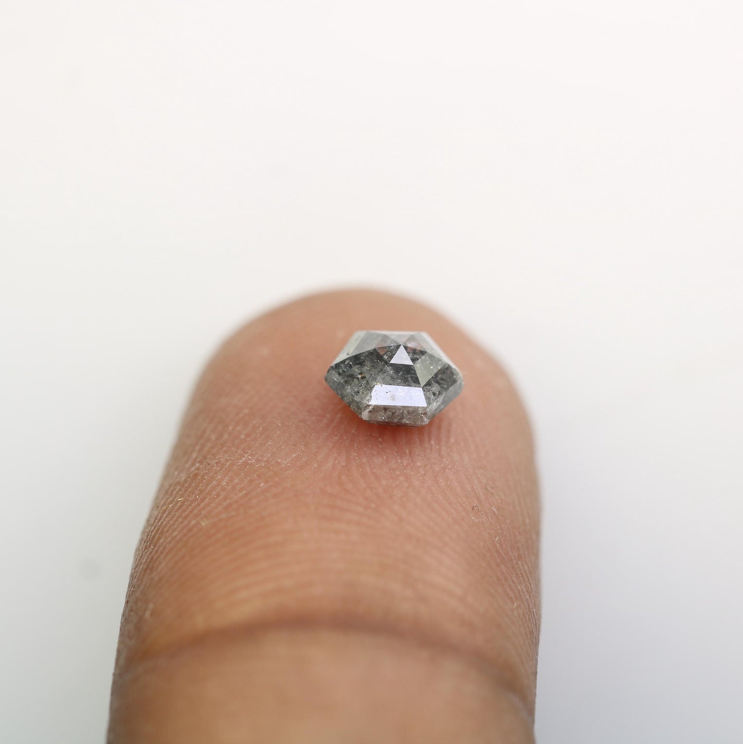 0.91 CT Earth Mined Hexagon Salt and Pepper Diamond | Black Gemstone for Anniversary Rings | Natural Loose Diamond 6.00 x 5.40 x 3.00 mm
