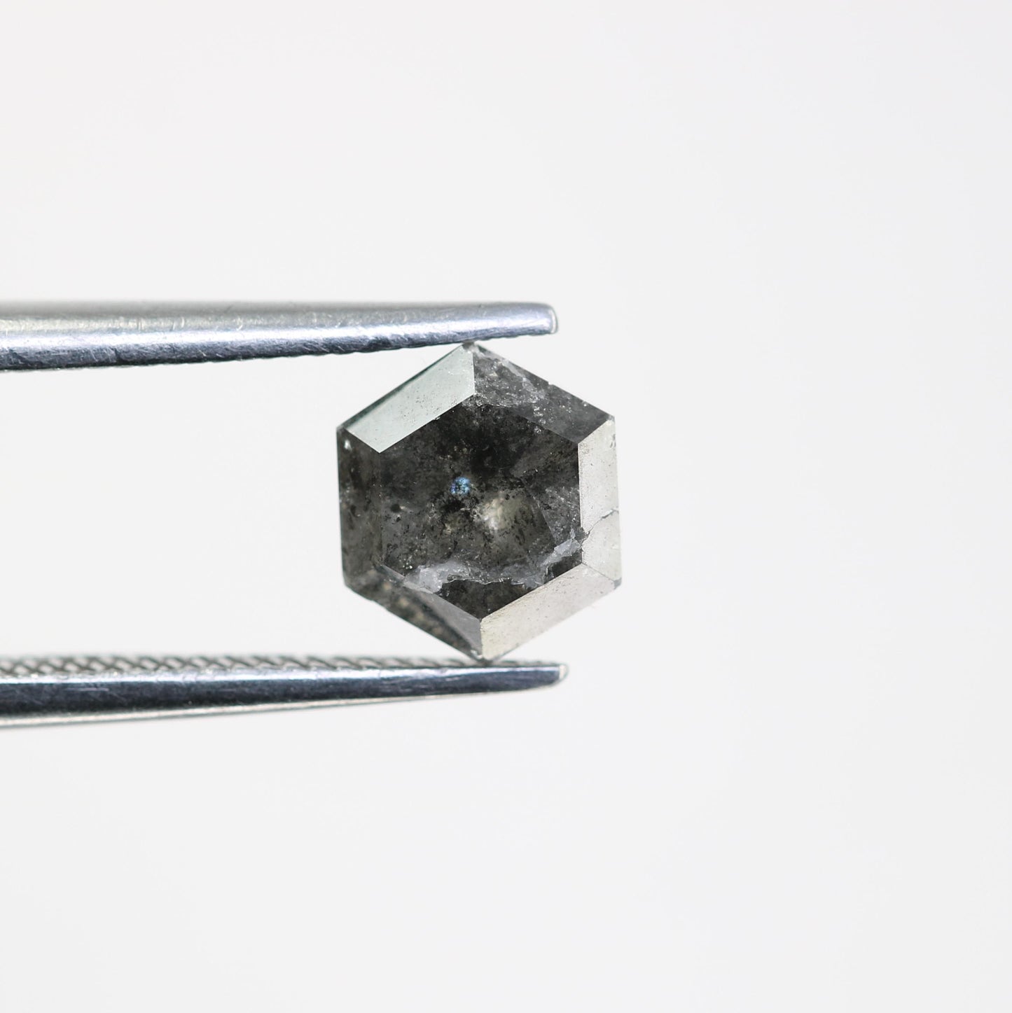 1.28 CT Natural Loose Hexagon Shape Salt and Pepper Diamond | Unique 6.60 x 5.70 mm Hexagonal Cut Gemstone | Ideal for Custom Jewelry