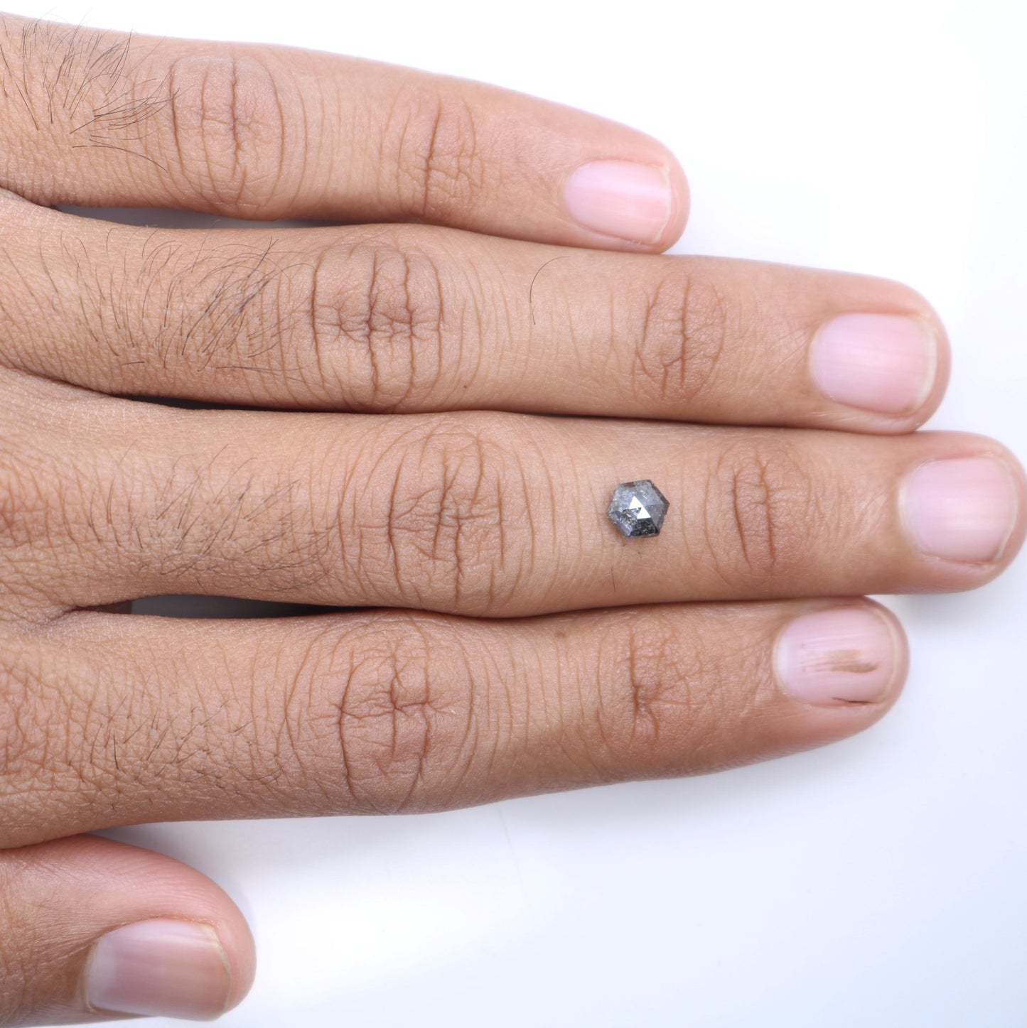 0.87 CT Natural Loose Salt and Pepper Hexagon Diamond | Unique 5.90 x 5.20 mm Hexagonal Cut Gemstone | Perfect for Engagement Rings