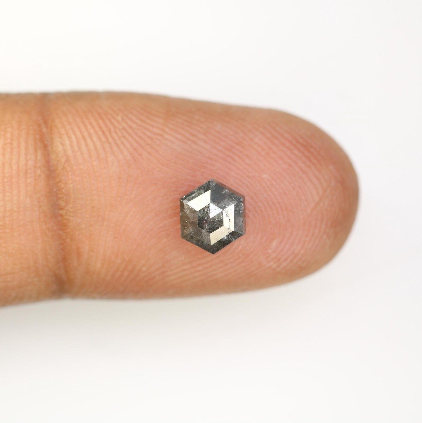 1.28 CT Natural Loose Hexagon Shape Salt and Pepper Diamond | Unique 6.60 x 5.70 mm Hexagonal Cut Gemstone | Ideal for Custom Jewelry