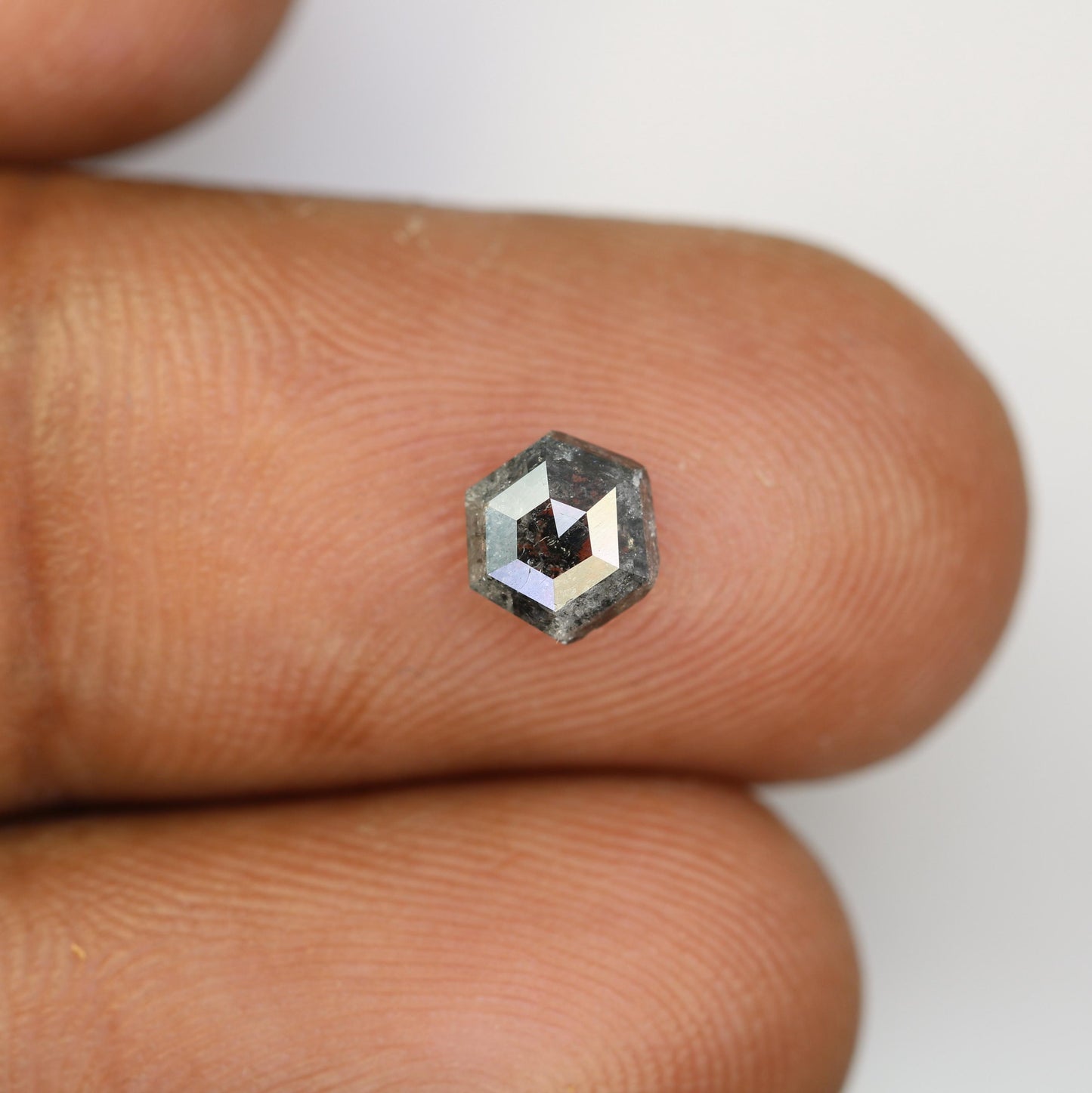 0.91 CT Earth Mined Hexagon Salt and Pepper Diamond | Black Gemstone for Anniversary Rings | Natural Loose Diamond 6.00 x 5.40 x 3.00 mm