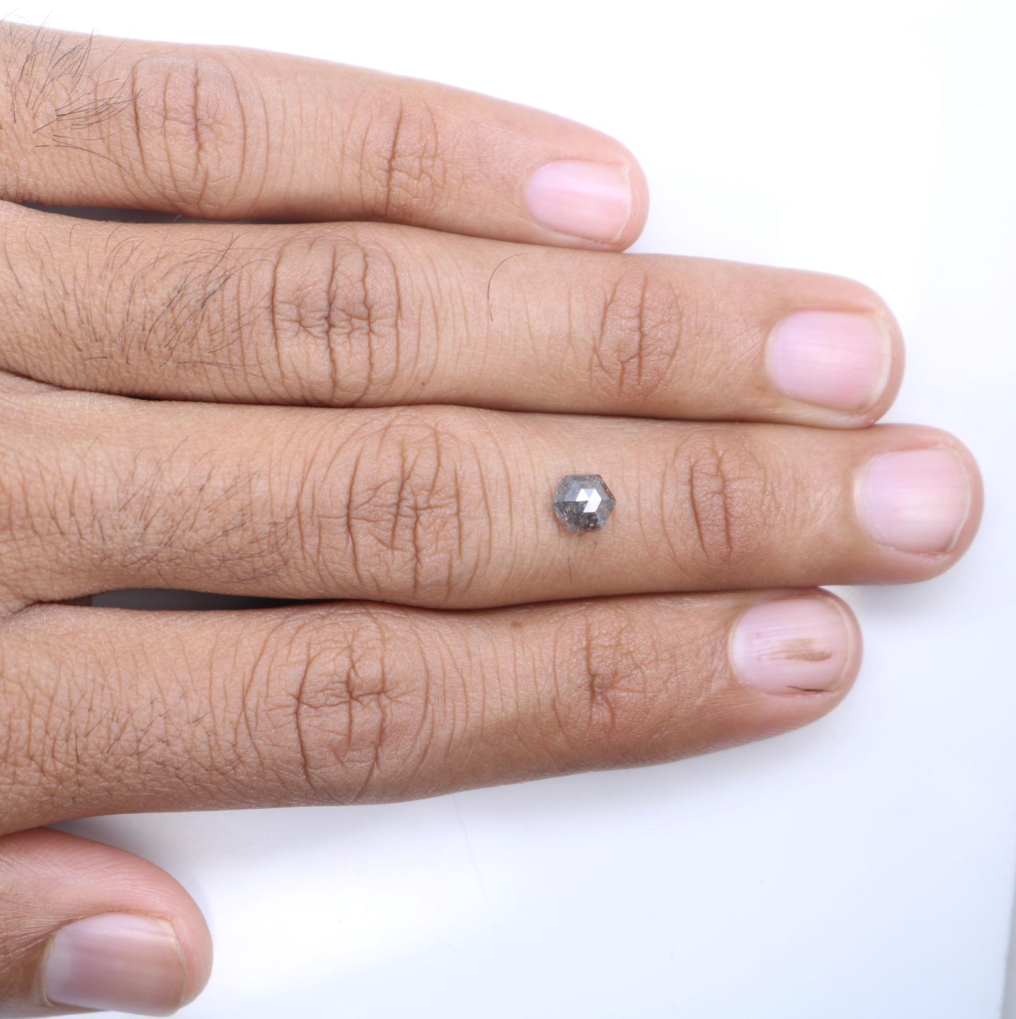 0.90 CT Natural Loose Hexagon Shape Salt and Pepper Diamond | Unique 6.00 x 5.30 mm Hexagonal Cut Gemstone | Perfect for Custom Jewelry
