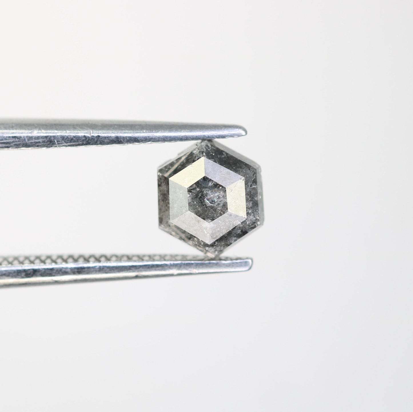 0.85 CT Natural Loose Salt and Pepper Hexagon Cut Diamond | Fancy Engagement Ring Gemstone | 5.70 x 5.00 x 3.30 mm | Rustic Wedding Jewelry