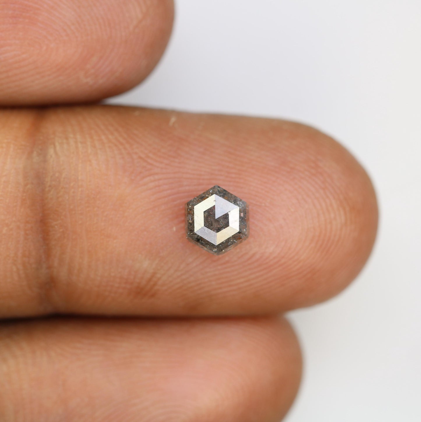 0.90 CT Natural Loose Hexagon Shape Salt and Pepper Diamond | Unique 6.00 x 5.30 mm Hexagonal Cut Gemstone | Perfect for Custom Jewelry