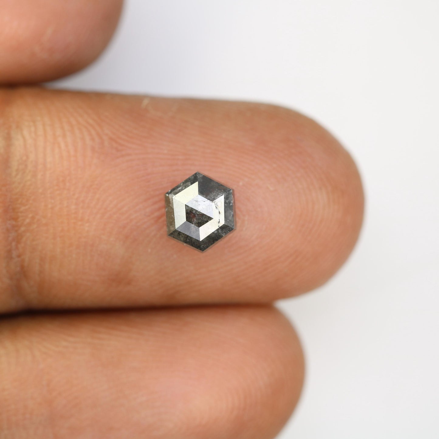 1.28 CT Natural Loose Hexagon Shape Salt and Pepper Diamond | Unique 6.60 x 5.70 mm Hexagonal Cut Gemstone | Ideal for Custom Jewelry