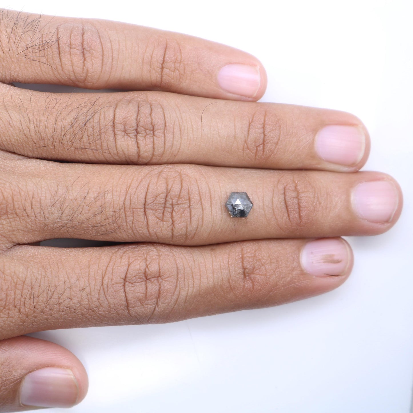 1.28 CT Natural Loose Hexagon Shape Salt and Pepper Diamond | Unique 6.60 x 5.70 mm Hexagonal Cut Gemstone | Ideal for Custom Jewelry
