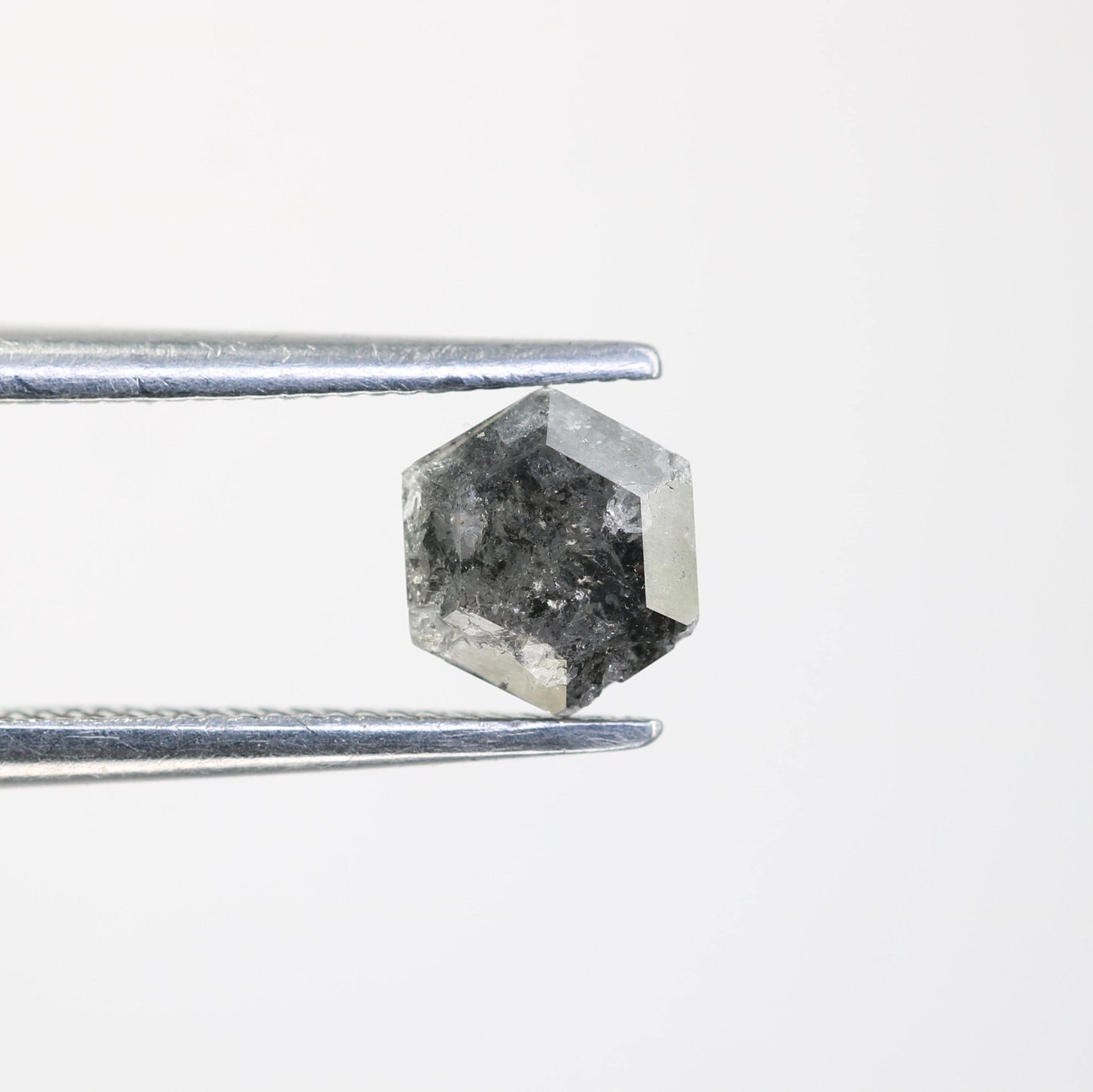 0.85 CT Natural Loose Salt and Pepper Hexagon Cut Diamond | Fancy Engagement Ring Gemstone | 5.70 x 5.00 x 3.30 mm | Rustic Wedding Jewelry