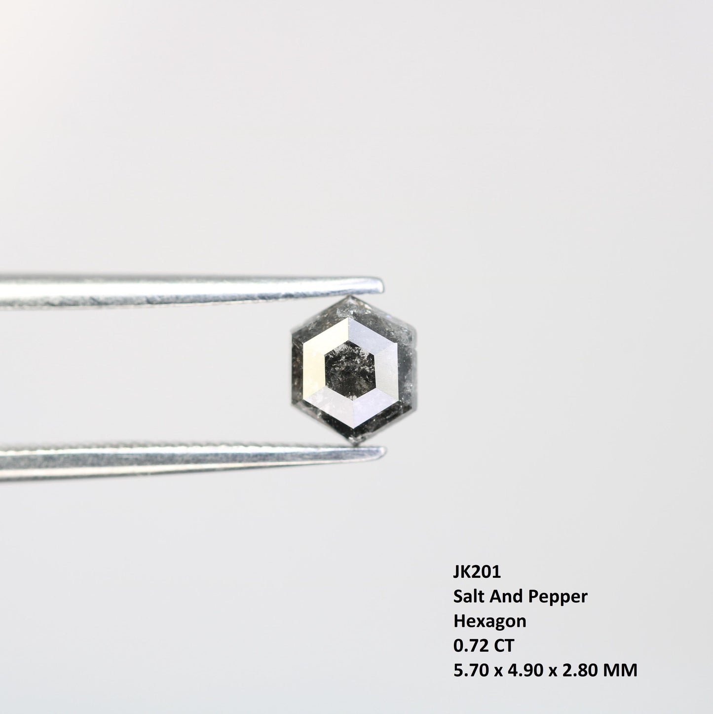 0.72 CT Natural Salt and Pepper Loose Hexagon Diamond | Unique 5.70 x 4.90 mm Hexagonal Cut Gemstone for Custom Jewelry | Artisan Quality