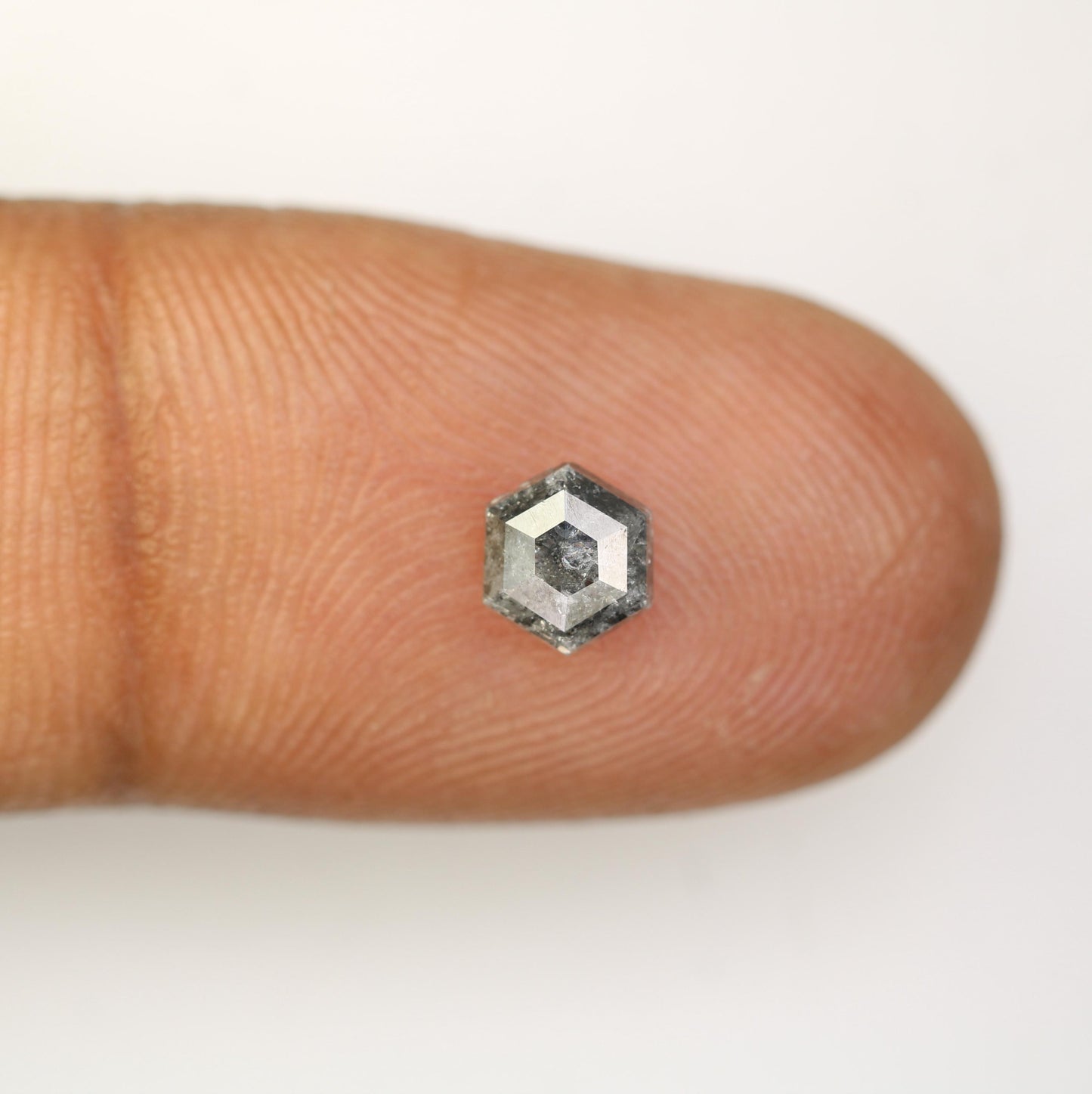 0.85 CT Natural Loose Salt and Pepper Hexagon Cut Diamond | Fancy Engagement Ring Gemstone | 5.70 x 5.00 x 3.30 mm | Rustic Wedding Jewelry