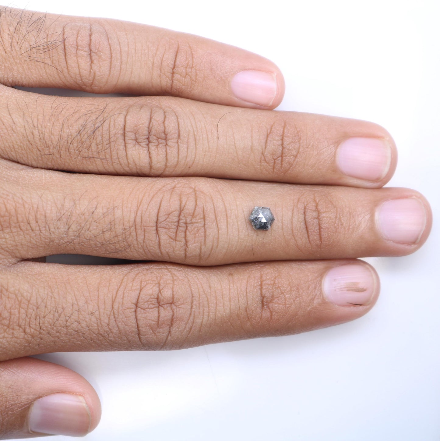 0.85 CT Natural Loose Salt and Pepper Hexagon Cut Diamond | Fancy Engagement Ring Gemstone | 5.70 x 5.00 x 3.30 mm | Rustic Wedding Jewelry