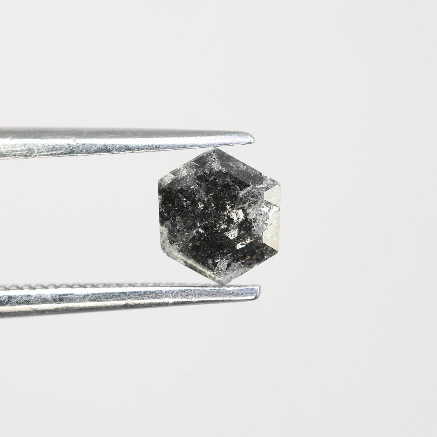 0.72 CT Natural Salt and Pepper Loose Hexagon Diamond | Unique 5.70 x 4.90 mm Hexagonal Cut Gemstone for Custom Jewelry | Artisan Quality