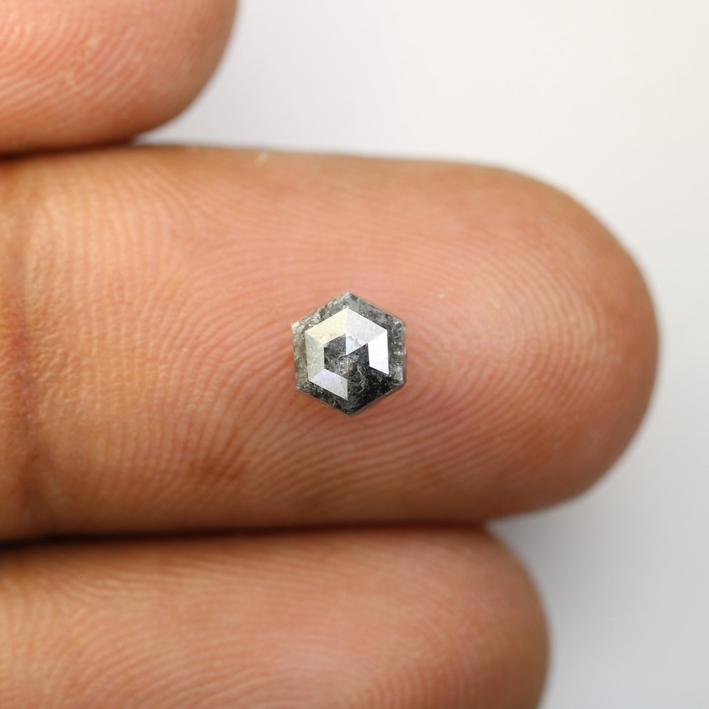 0.85 CT Natural Loose Salt and Pepper Hexagon Cut Diamond | Fancy Engagement Ring Gemstone | 5.70 x 5.00 x 3.30 mm | Rustic Wedding Jewelry