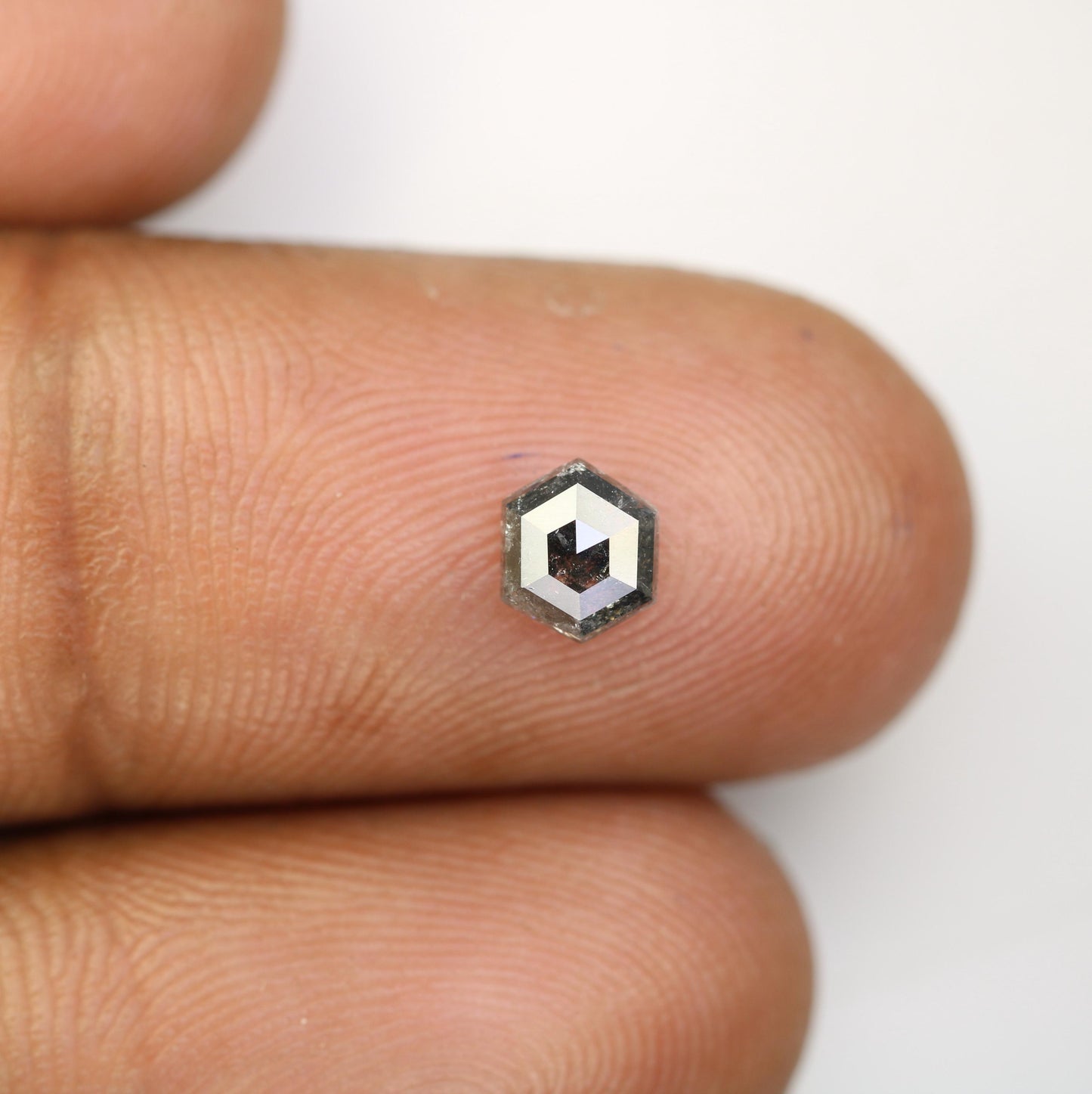 0.72 CT Natural Salt and Pepper Loose Hexagon Diamond | Unique 5.70 x 4.90 mm Hexagonal Cut Gemstone for Custom Jewelry | Artisan Quality