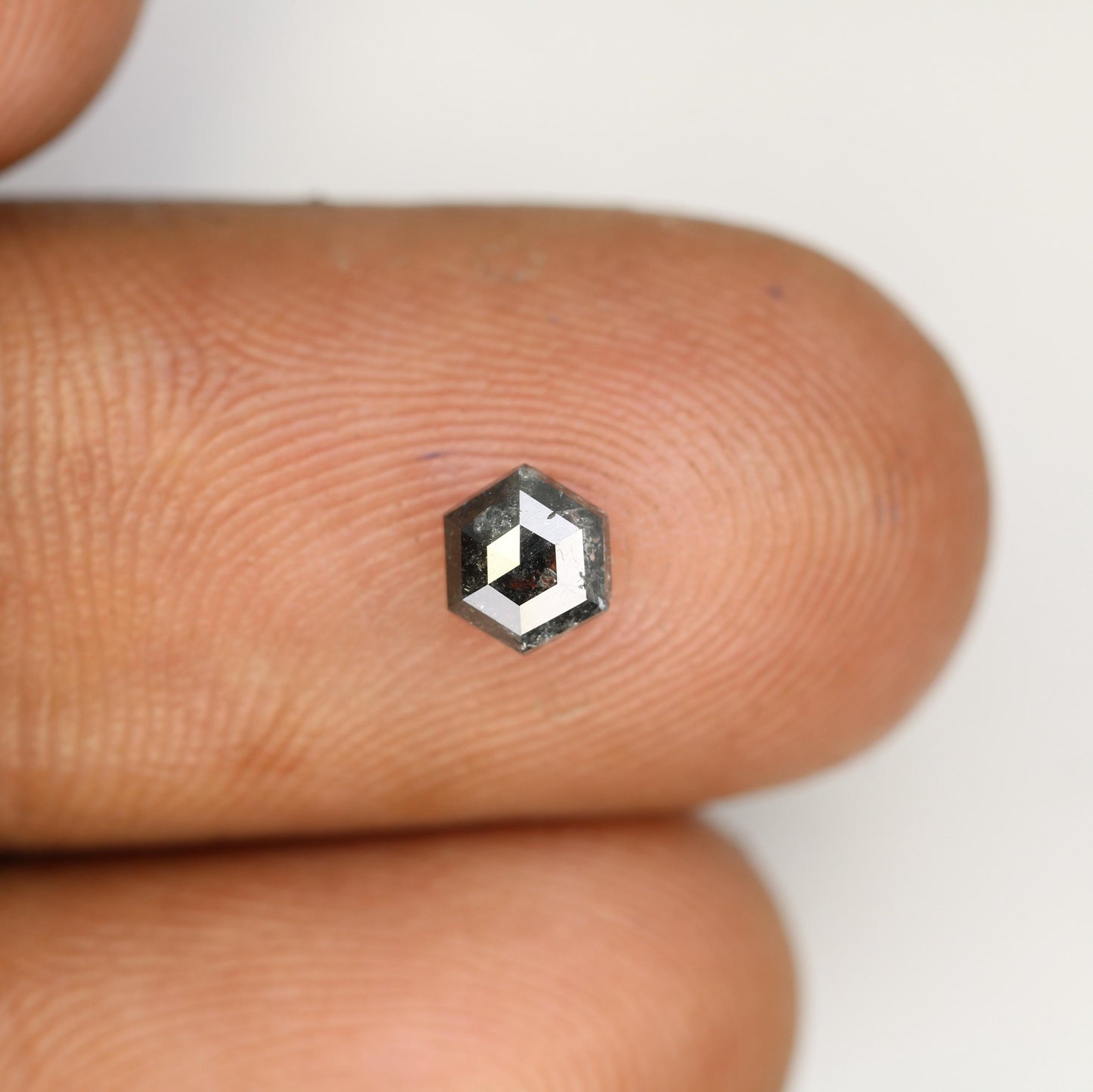 0.55 CT Natural Salt and Pepper Loose Hexagon Diamond | Flat Back Gemstone for Custom Jewelry | Unique 5.20 x 4.50 mm