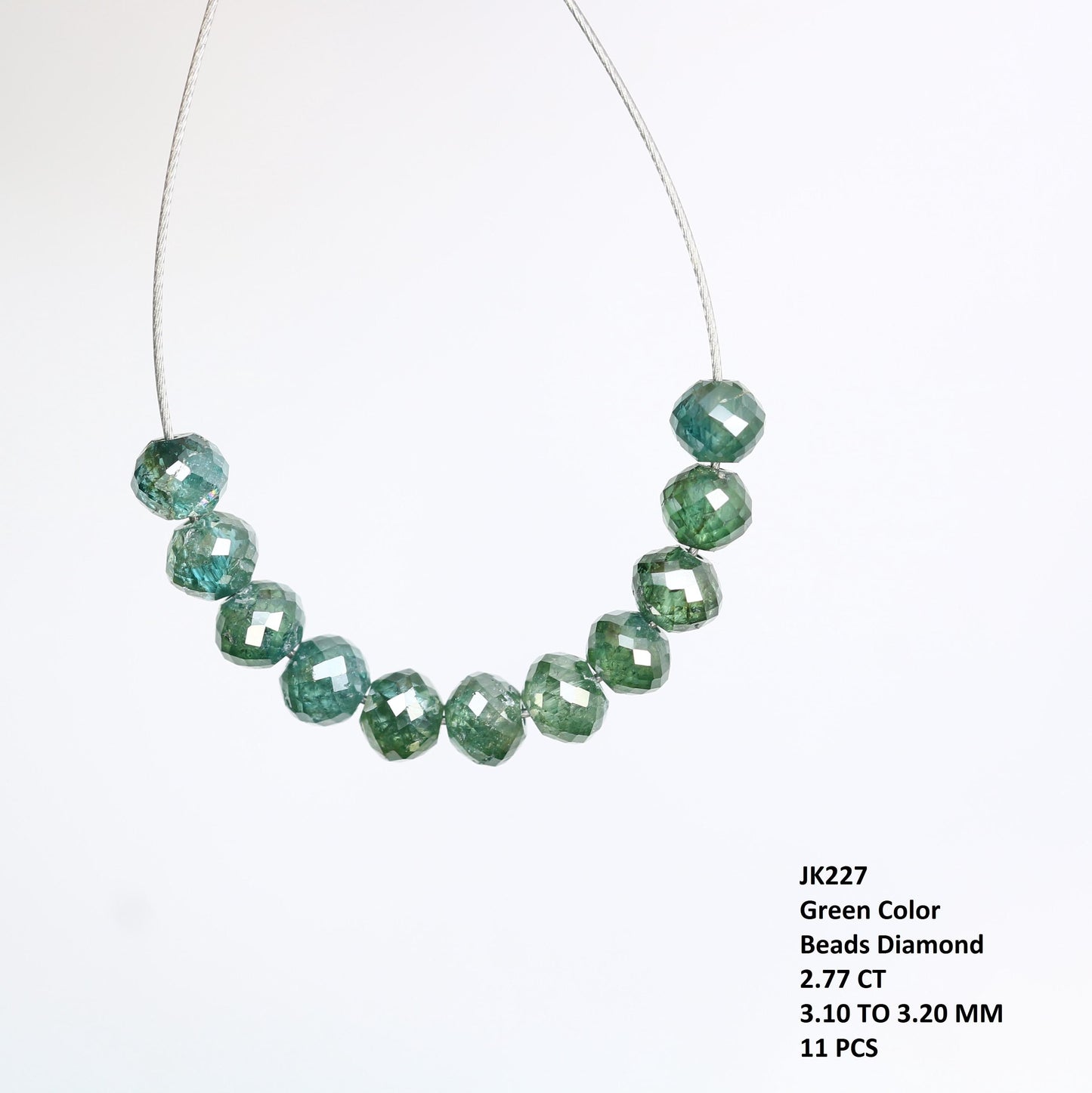 Premium Green Diamond Beads | Authentic Sparkling Gemstone Strands for DIY Jewelry Projects
