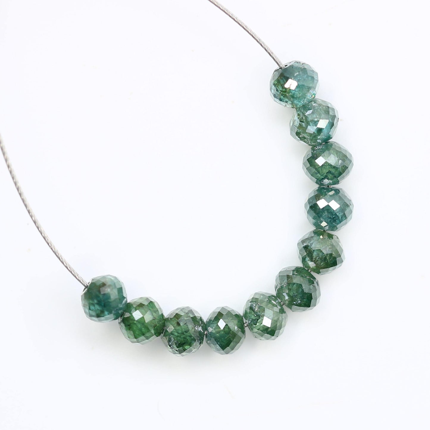 Premium Green Diamond Beads | Authentic Sparkling Gemstone Strands for DIY Jewelry Projects