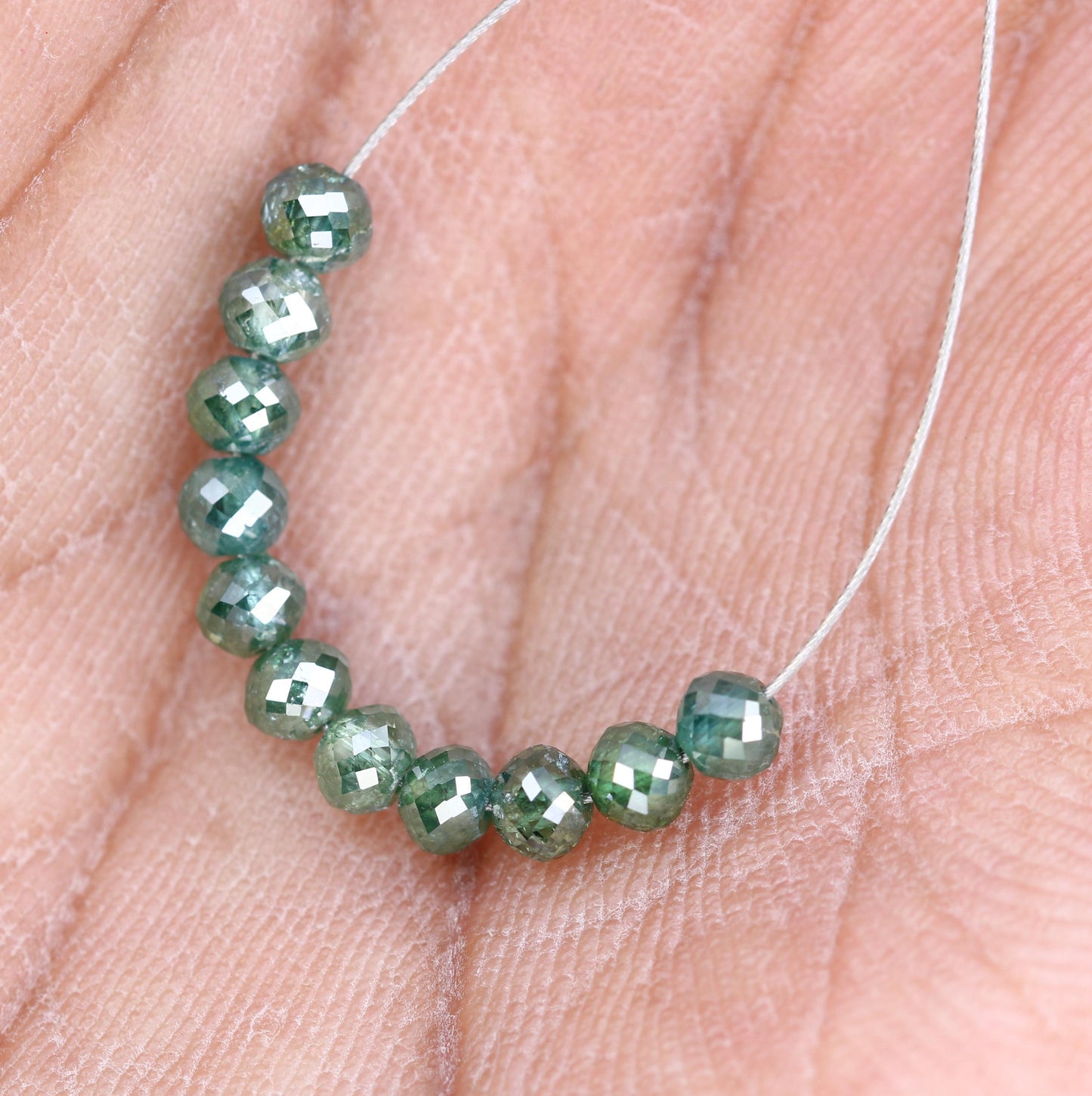 Premium Green Diamond Beads | Authentic Sparkling Gemstone Strands for DIY Jewelry Projects